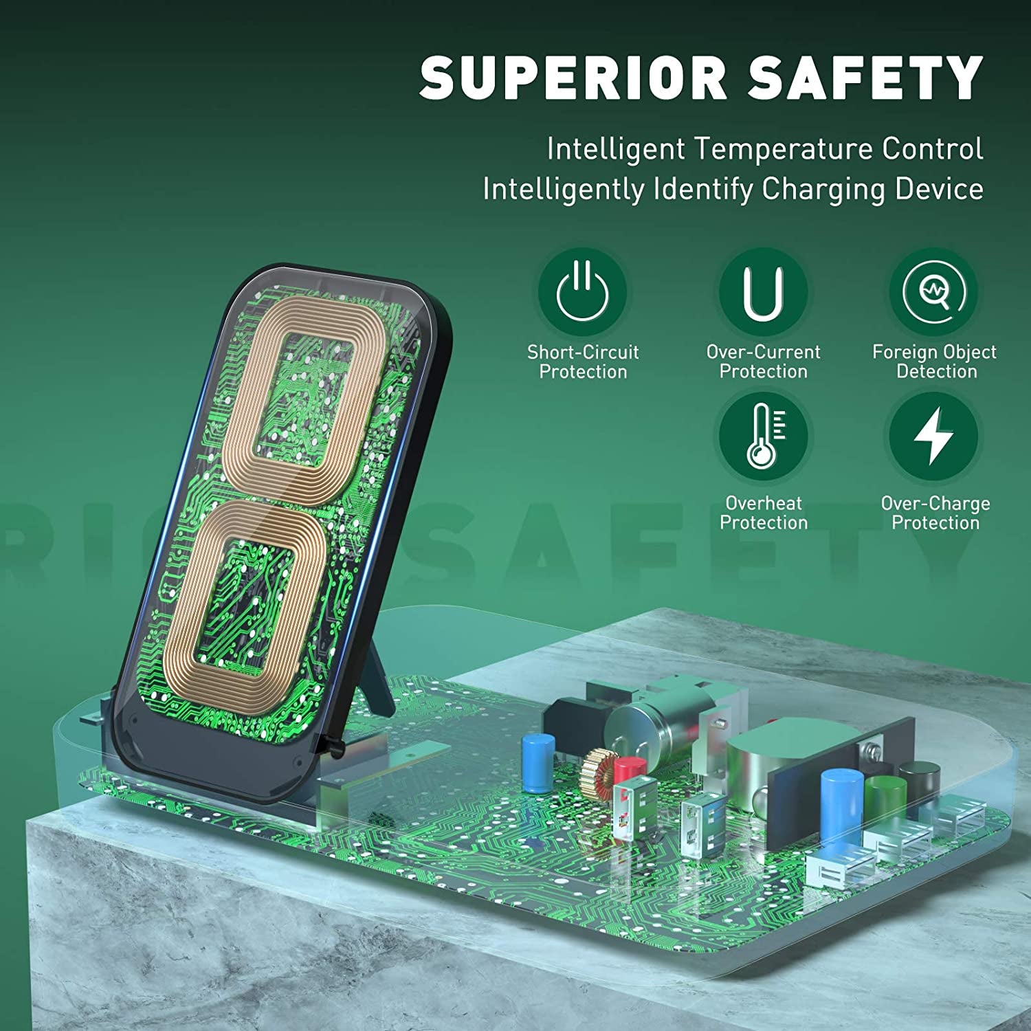 Seenda Wireless Charging Station for Multiple Devices - 6 in 1 USB Charging Dock Built-In AC Adapter with 10W Max Wireless Charger Stand and 5 USB Ports for Iphone, Ipad, Android, Apple Watch, Airpods  seenda charging   