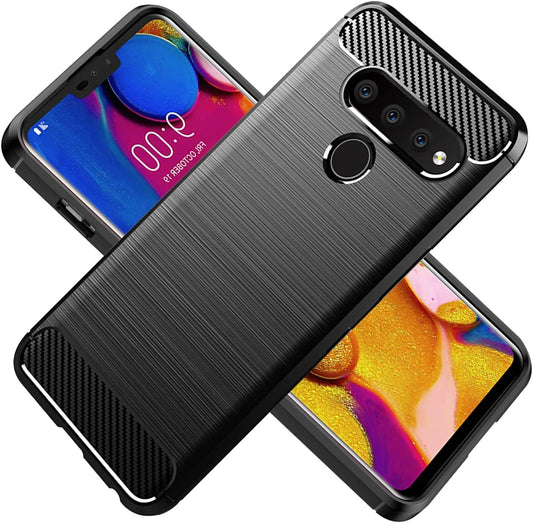 KOARWVC Phone Case for LG V40 Thinq Case, LG V40 V405 LM-V405 LM-V409N Case Carbon Fiber Shockproof Rugged Shield Anti-Scratch Soft TPU Back Cover Cases for LG V40 Thinq/Lg V40 (Black)  KOARWVC   