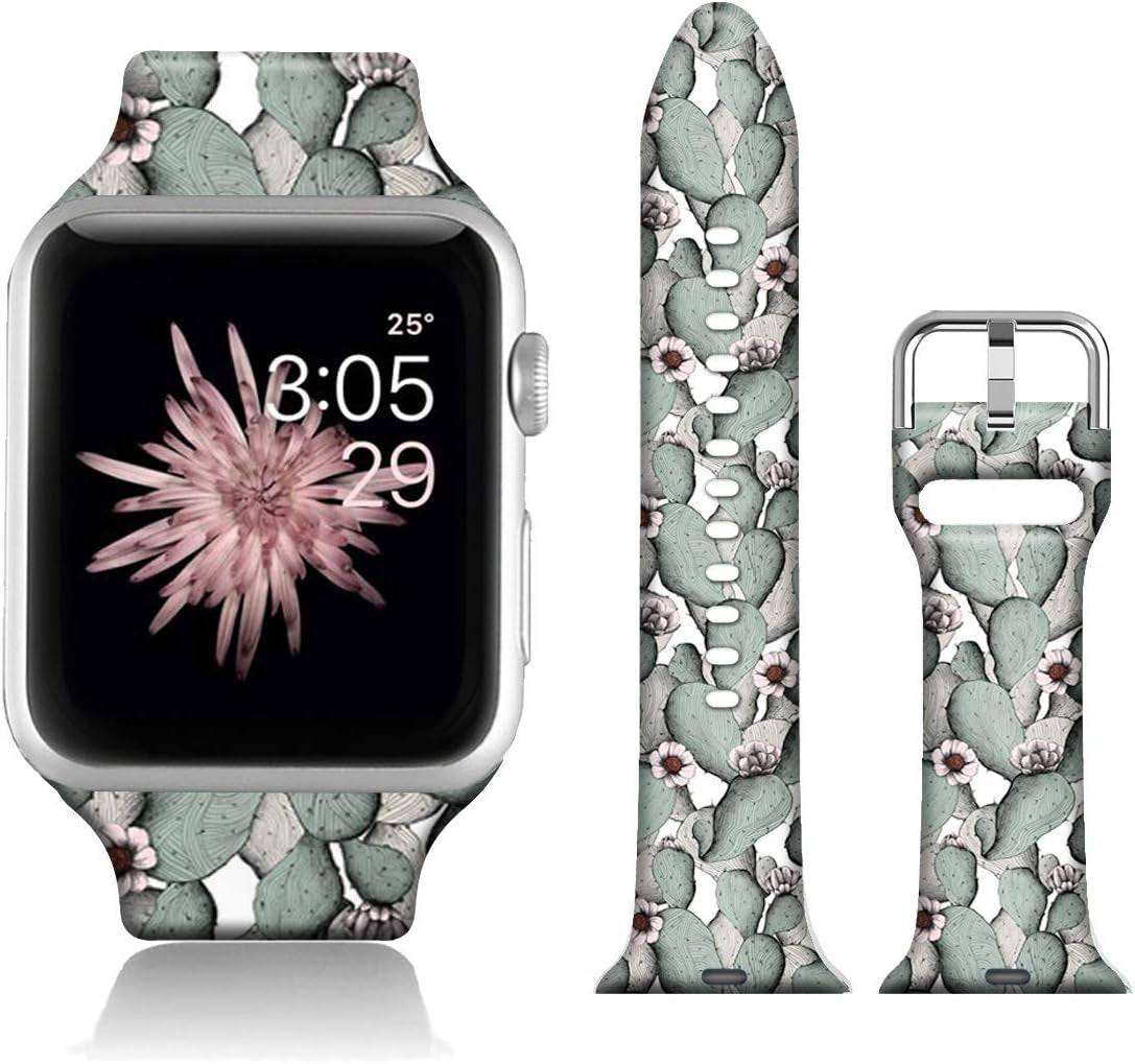 FTFCASE Silicone Floral Bands Compatible with Apple Watch 49Mm 45Mm 44Mm 42Mm, Gray Pattern Printed Soft Silicone Sport Strap Replacement for Iwatch SE Series 8 7 6 5 4 3 2 1 for Women Men Girls  FTFCASE Gorgeous Flowers 38mm/40mm/41mm 