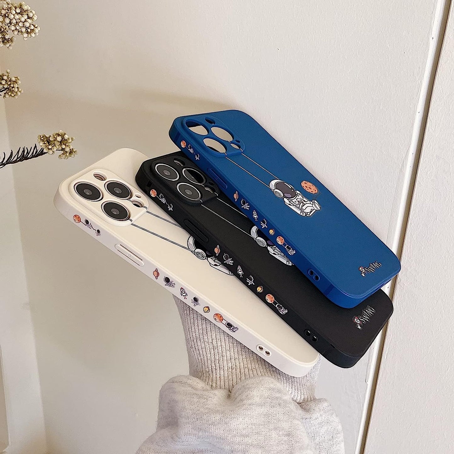 Yonds Queen for Iphone 13 Mini Cute Case, Cool Cartoon Swing Astronaut Planet Moon Design Stylish Soft TPU Bumper Shockproof Anti-Slip Protector Case (Iphone 13 Mini, Black Planet)  Yonds Queen   