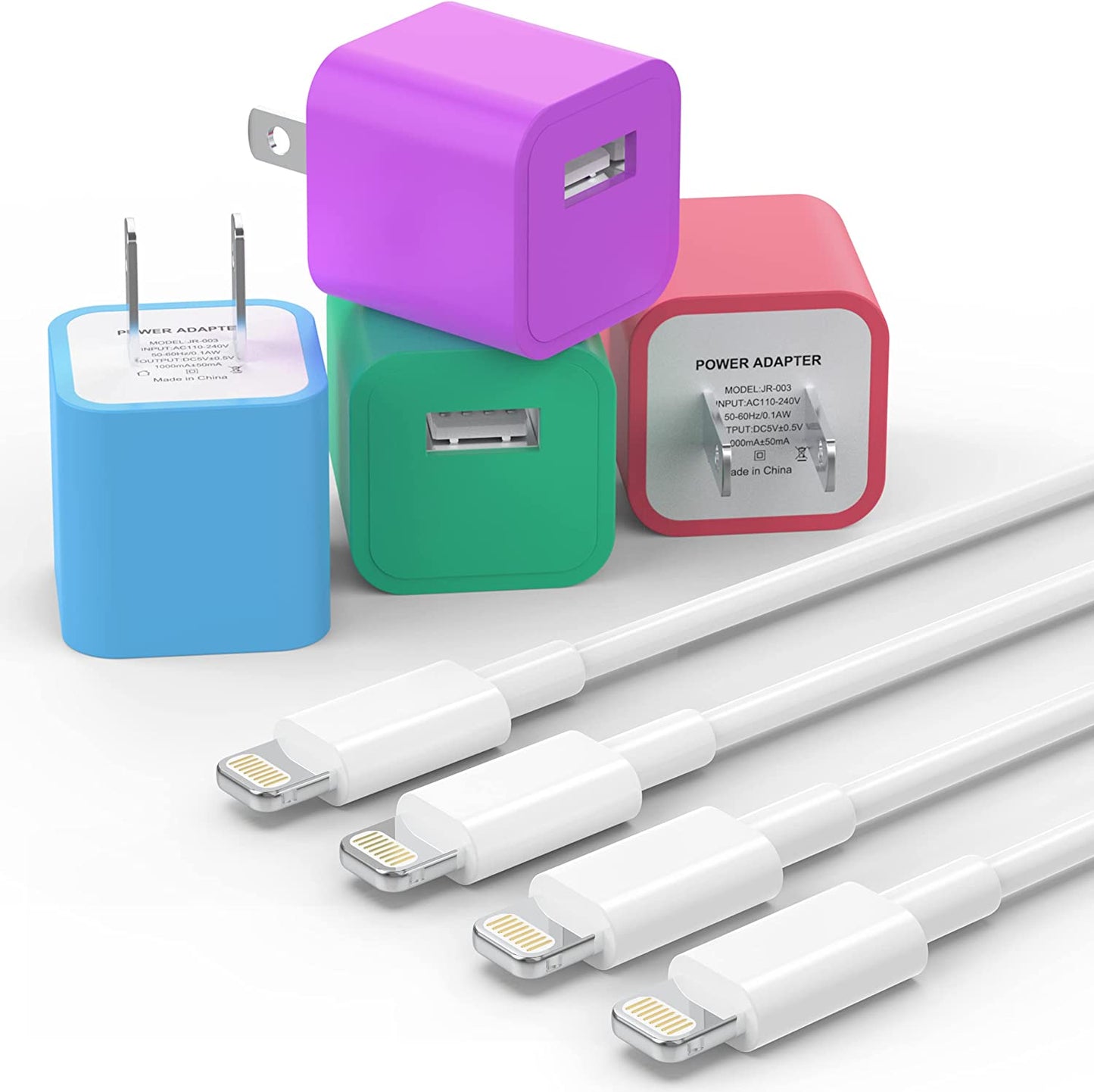 Plmuzsz (Apple Mfi Certified) Iphone Charger Cable, 3Pack Data Sync Charging Cords with 3Pack USB Wall Charger Travel Plug Adapter Compatible Iphone 12 Pro/11 Pro/Xs/Xr/X/8/8Plus and More  ZUQIETA Multicolored  