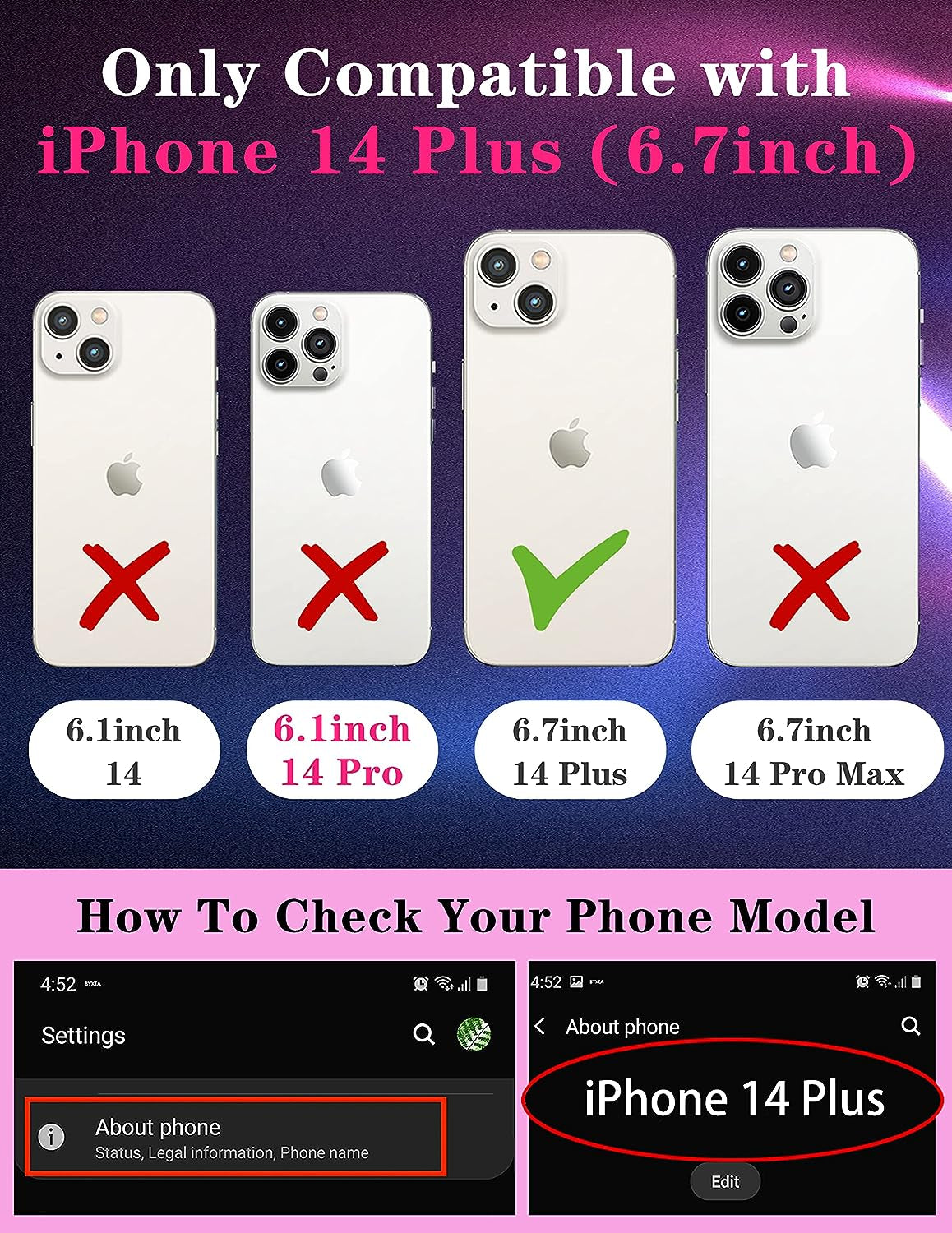 Goocrux (2In1 for Iphone 14 plus Case for Girls Women Kawaii Cartoon Girly Phone Cover Cute Unique Design with Slide Camera Cover+Ring Holder Pink Rainbow Cases for Iphone 14Plus 6.7 Inch  Goocrux   