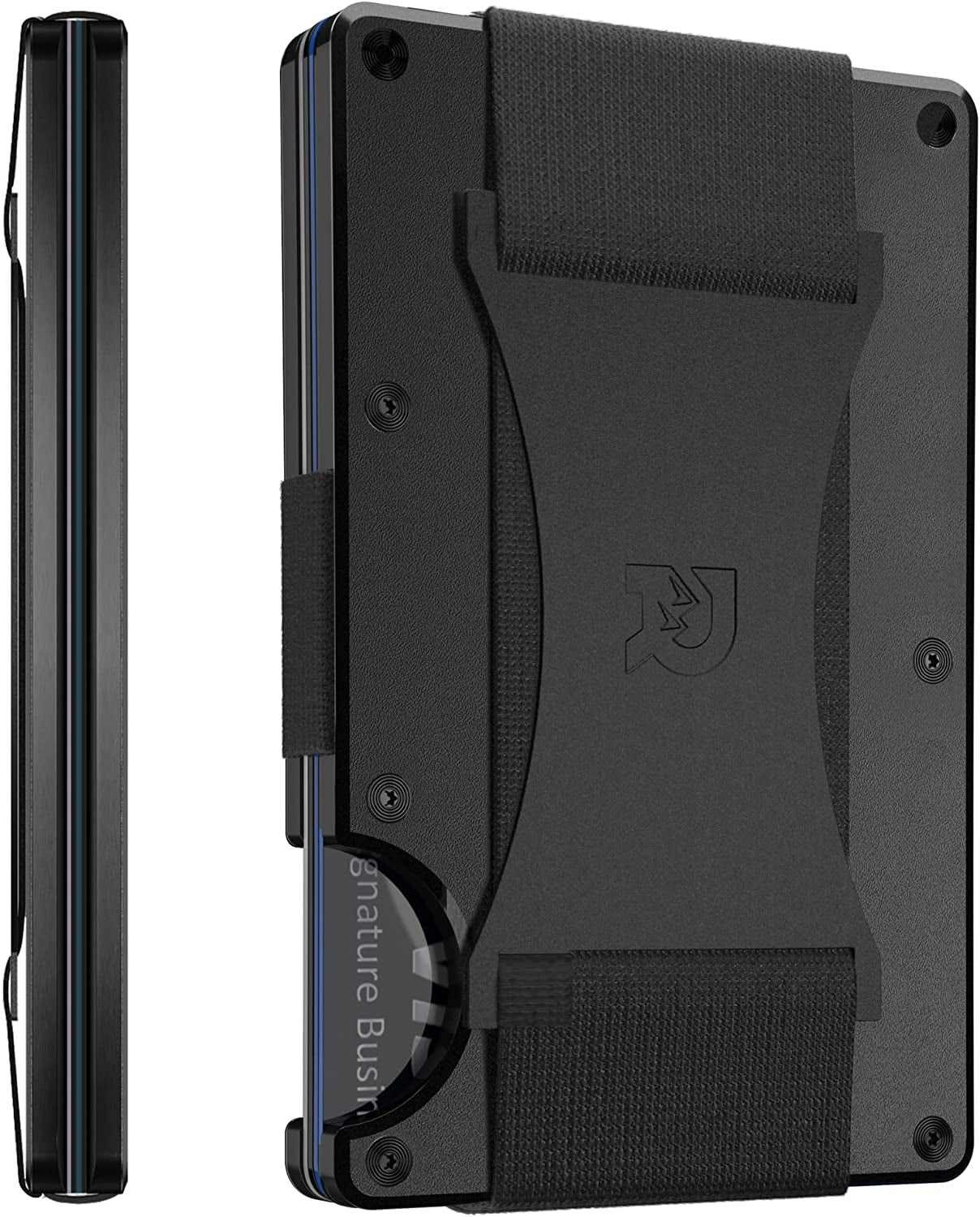 The Ridge Minimalist Slim Wallet for Men - RFID Blocking Front Pocket Credit Card Holder - Aluminum Metal Small Mens Wallets with Cash Strap (Matte Olive)  The Ridge Matte Black (Titanium)  