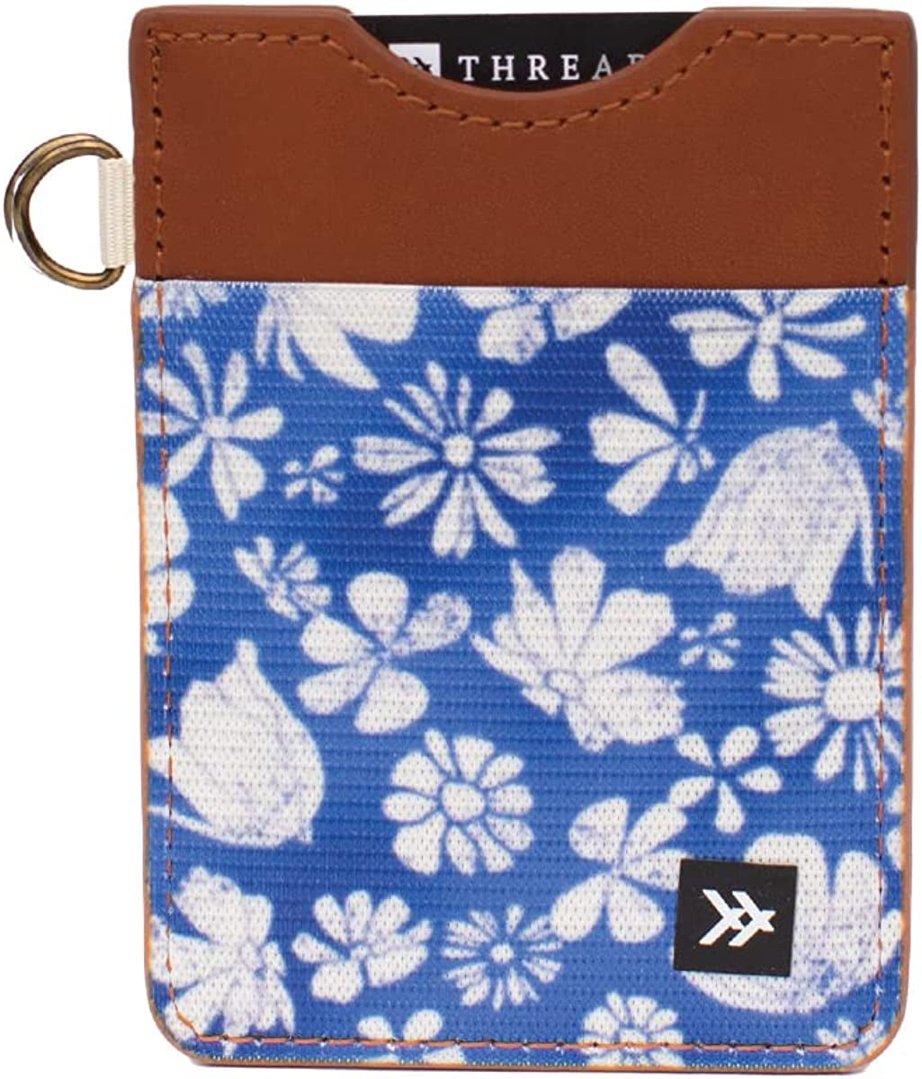 Slim Minimalist Elastic & Leather Vertical Wallet with RFID for Men & Women | Small Credit Card Holder for Front Pocket  Thread Wallets Fawn  