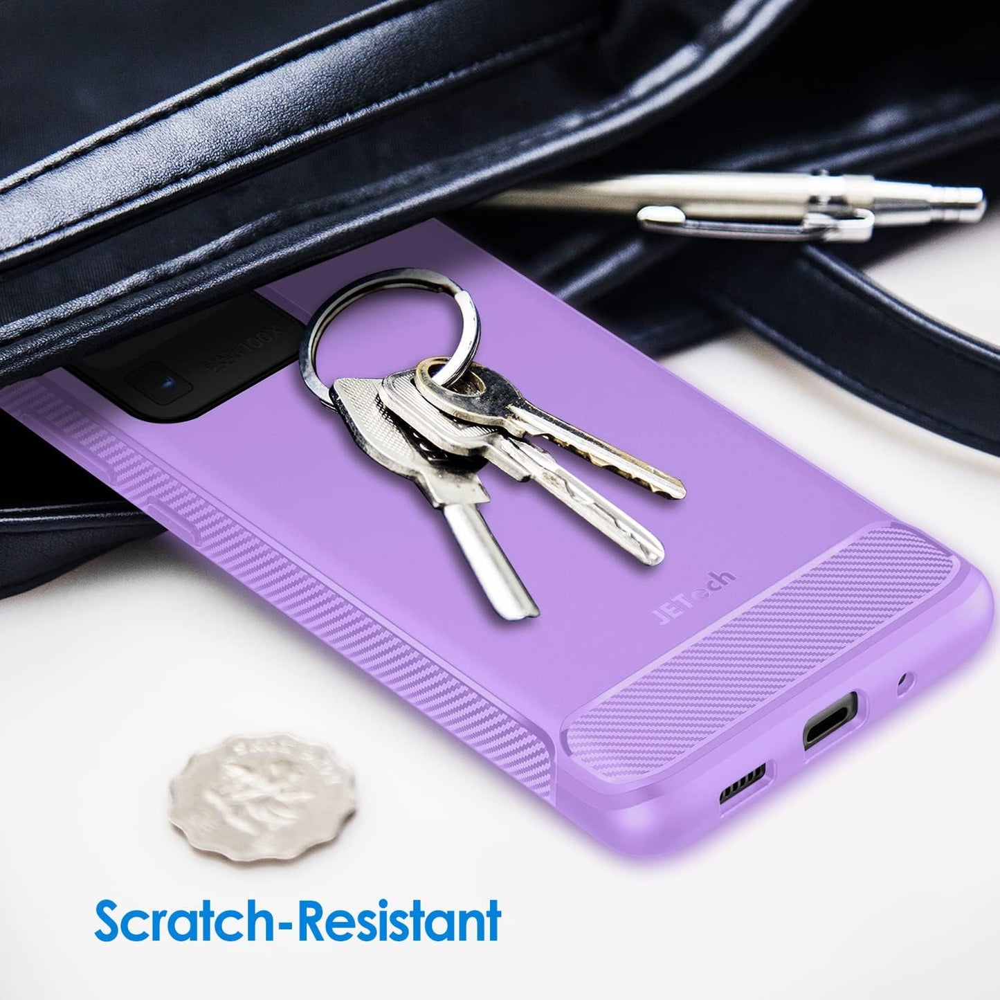 Jetech Slim Fit Case Compatible with Samsung Galaxy S20 Ultra 5G (2020), Thin Phone Cover with Shock-Absorption and Carbon Fiber Design (Light Purple)  JETech   