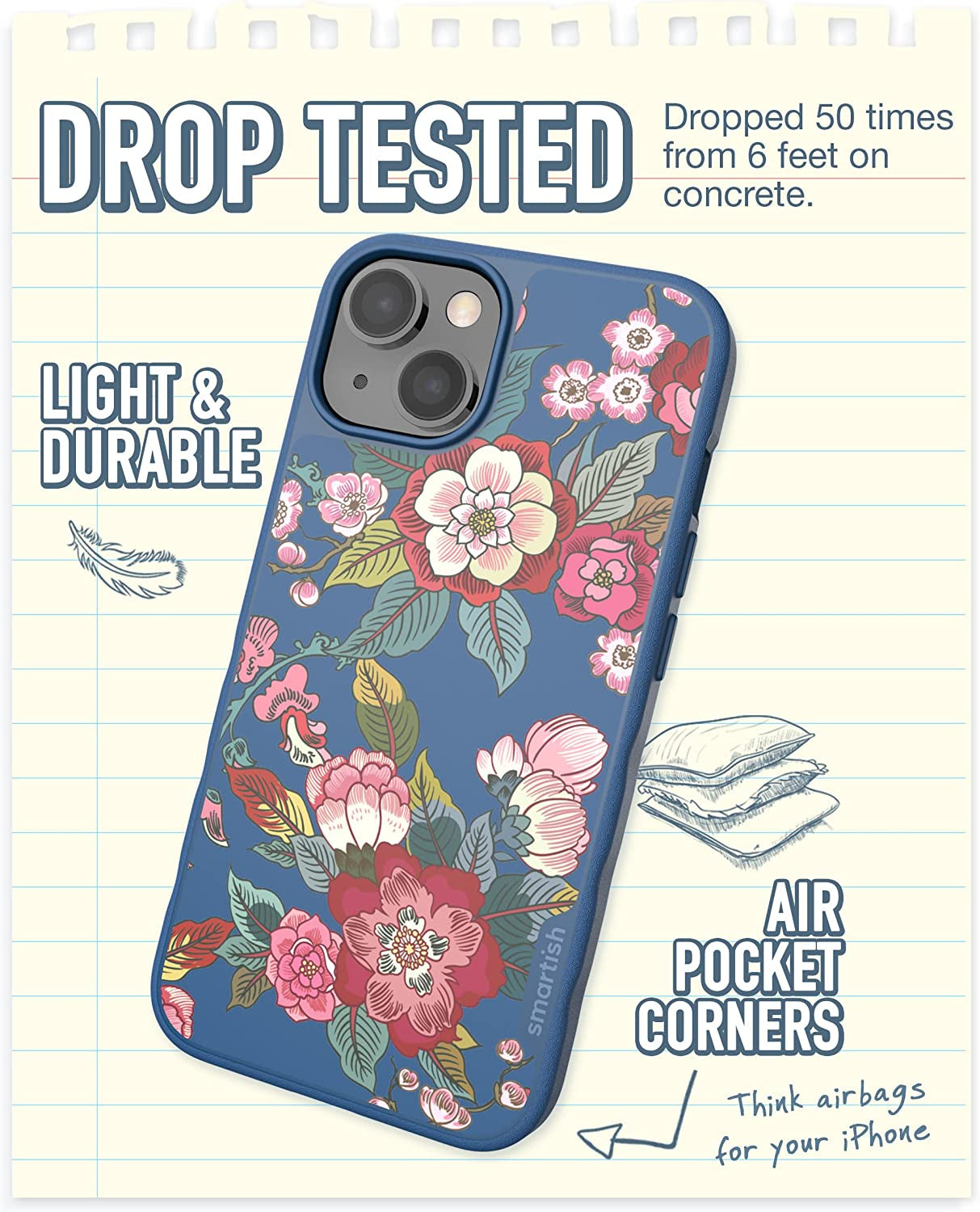 Smartish Iphone 14 Slim Case - Gripmunk Compatible with Magsafe [Lightweight + Protective] Thin Grip Cover with Microfiber Lining - Flirty Flowers  Smartish   