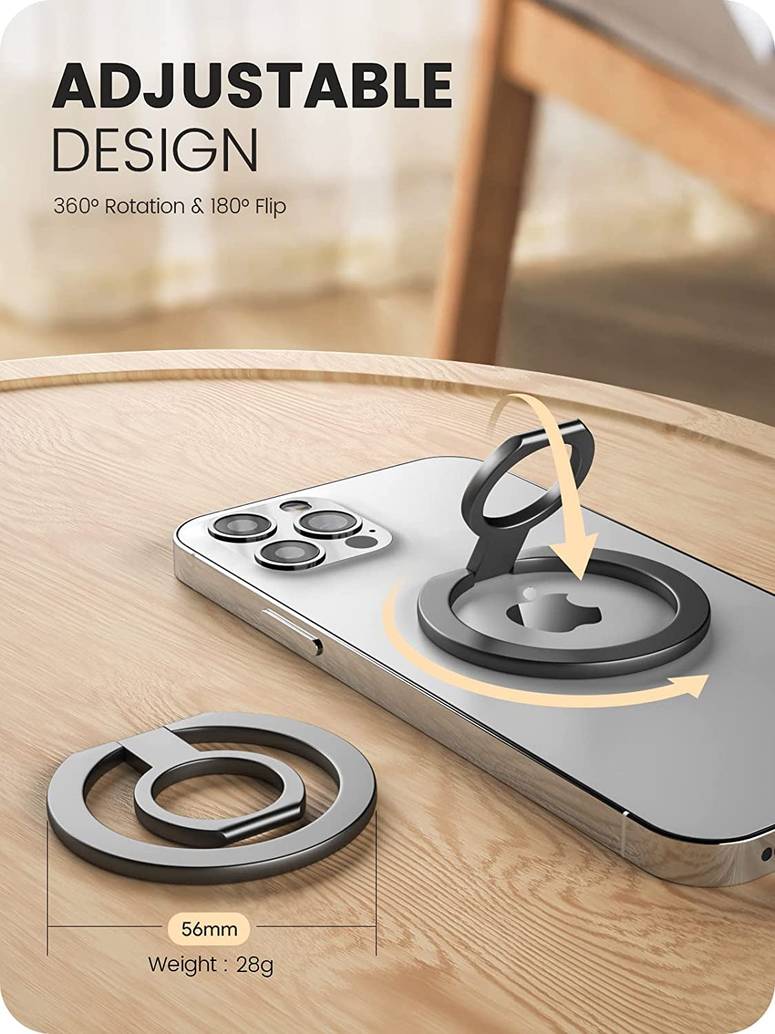 A-Lugei【Removable Wireless Charging】 Magsafe Ring, 【Foldable & Detachable】 Magnetic Cell Phone Ring Holder Finger Kickstand, 【14 Strong Magnets】 Phone Holder for Hand Mag Safe Iphone Ring Holder Grip  A-LuGei   