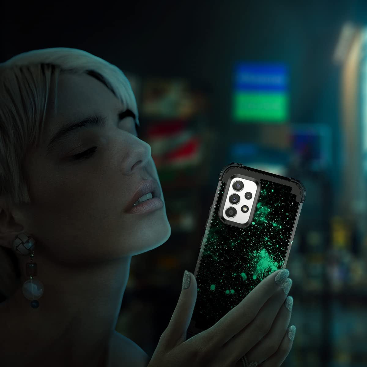 Miqala for Galaxy A53 5G Case,Glow in the Dark Three Layer Shockproof Hard Plastic+Silicone Rubber Protective Case for Samsung Galaxy A53 5G,Blue Sky  Miqala   