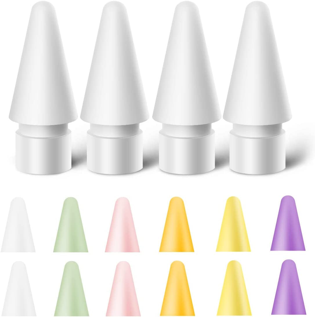Tips Replacement for Apple Pencil 1St Gen & 2Nd Generation, Pen Nibs for Ipad Pro (4PCS Tips + 6 Covers)  MJKOR 4Tips + 12Covers (G)  