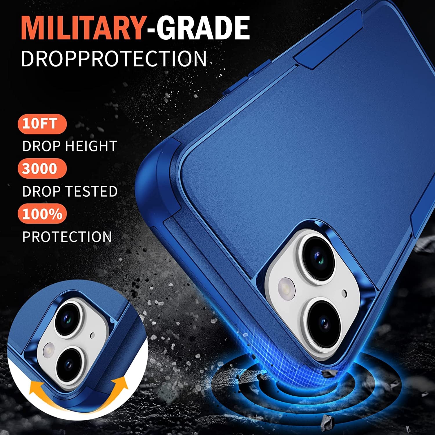 Ezanmull for Iphone 14 Case, [Shockproof] [Dropproof] [Full-Body] [2+Tempered Glass Screen Protector + 2+Tempered Camera Lens Protector] Heavy Duty Protection Phone Case for Apple Iphone 14 (Blue)  Ezanmull   