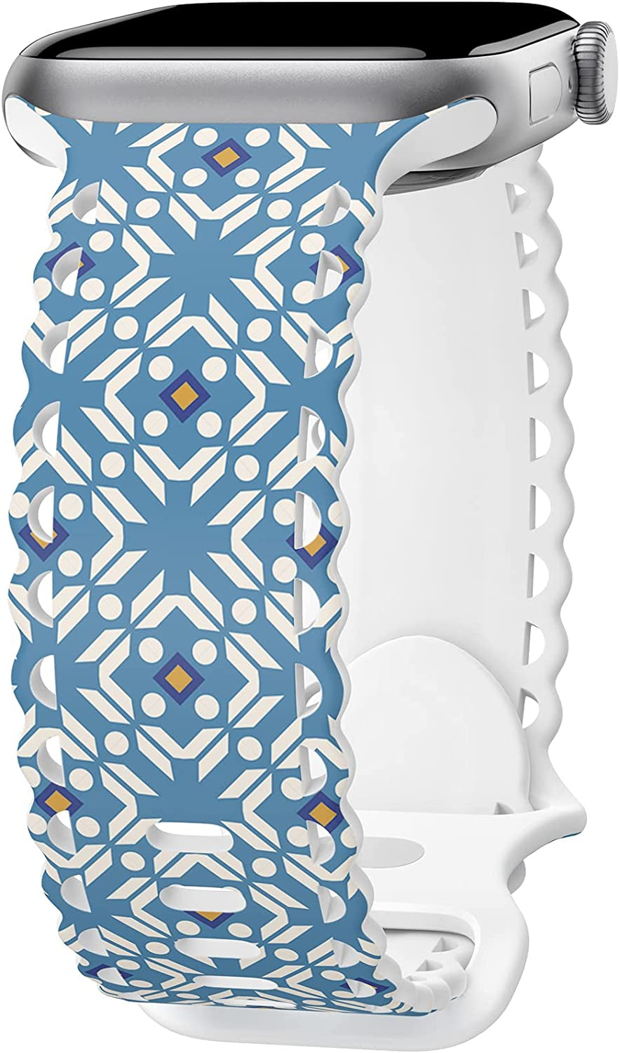 Upfurmach Compatible with Apple Watch Band 41Mm 40Mm 38Mm 49Mm 45Mm 44Mm 42Mm Women Girl, Rose Floral Print Lace Hollow-Out Soft Silicone Sport Bands for Iwatch Ultra SE Series 8 7 6 5 4 3 2 1, Rosb-38  UpfurMach D-Victorian Style 41mm/40mm/38mm 