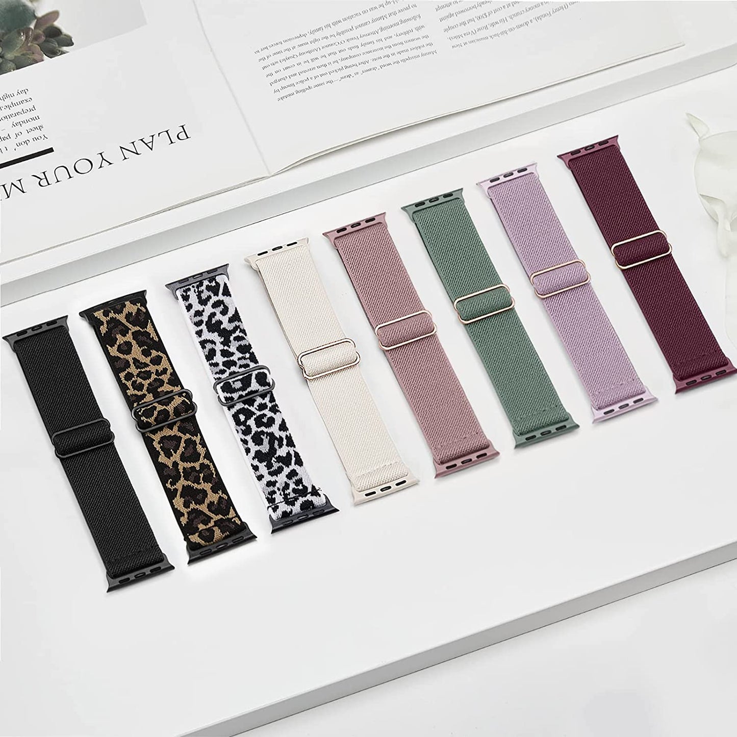 8 Pack Stretchy Nylon Bands Compatible with Apple Watch Band 38Mm 40Mm 41Mm 42Mm 44Mm 45Mm 49Mm, Women Men Adjustable Solo Loop Elastic Sport Wristbands Strap for Iwatch Series 8 7 6 SE 5 4 3 Ultra  Viccoky   