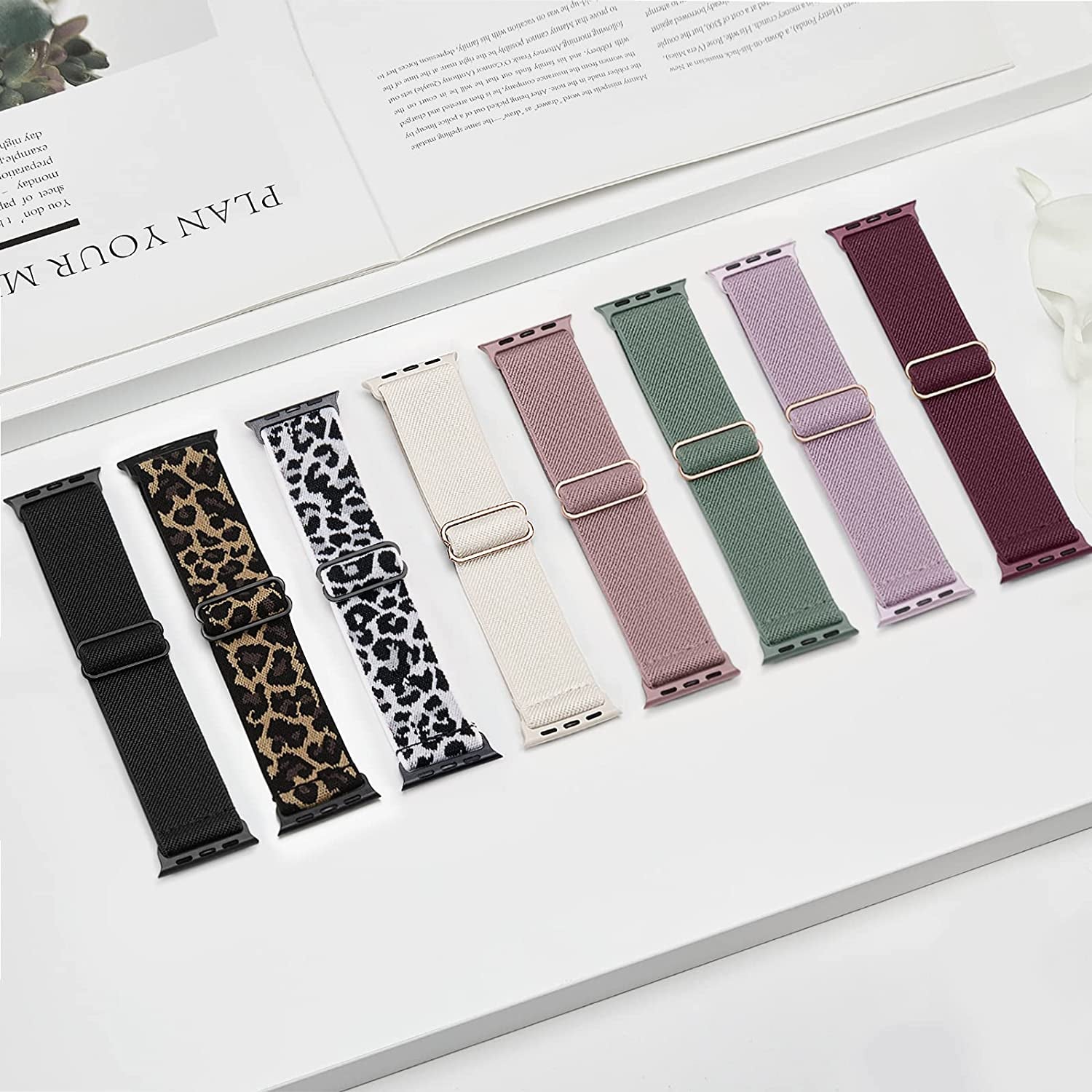 8 Pack Stretchy Nylon Bands Compatible with Apple Watch Band 38Mm 40Mm 41Mm 42Mm 44Mm 45Mm 49Mm, Women Men Adjustable Solo Loop Elastic Sport Wristbands Strap for Iwatch Series 8 7 6 SE 5 4 3 Ultra  Viccoky   