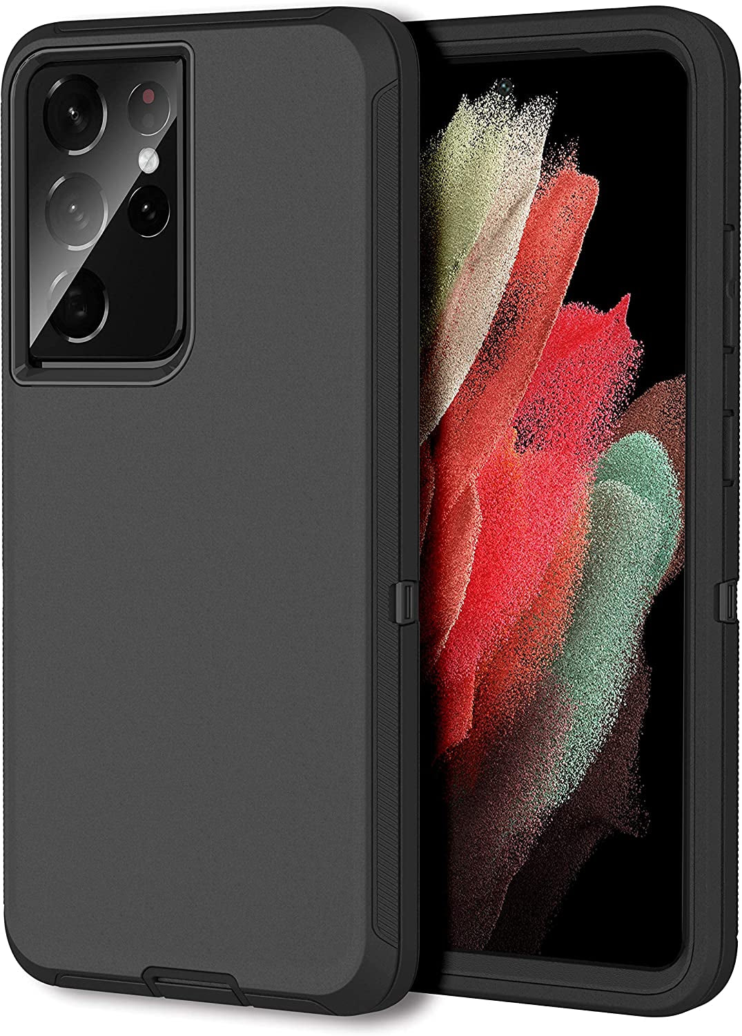 MXX Case Compatible with Galaxy S21 Ultra, 3-Layer Super Full Heavy Duty Body Bumper Cover/Shock Protection/Dust Proof, Designed for Samsung Galaxy S21 Ultra 5G (6.8 Inch) 2021 - (Orange/Gray)  MXx Accessories inc Black Galaxy S21 Ultra 5G (6.8 Inch) 