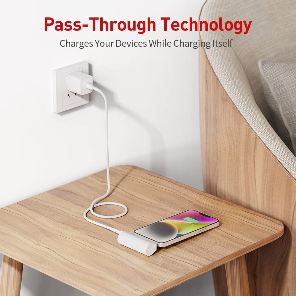 Iwalk Mini Portable Charger for Iphone with Built in Cable, 3350Mah Ultra-Compact Power Bank Small Battery Pack Charger Compatible with Iphone 14/13/13 Pro/12/12 Pro/11/Xr/Xs/X/8/7/6,White  iWALK   