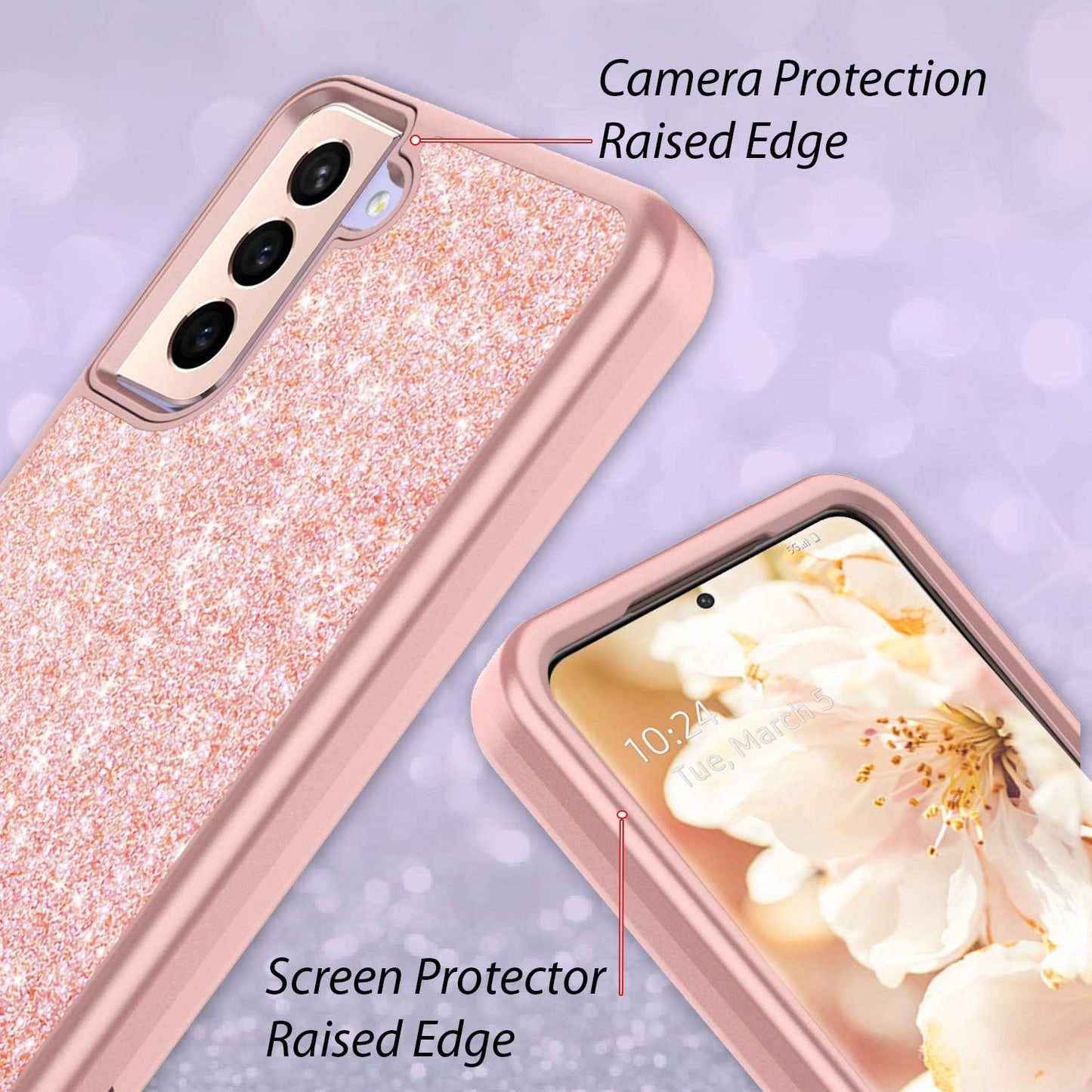 Coolwee Pink Full Protective Case for Galaxy S21 plus 5G Heavy Duty Hybrid 3 in 1 Rugged Shockproof Women Girls Transparent for Samsung Galaxy S21 plus 6.7 Inch Rose Gold  Coolwee   