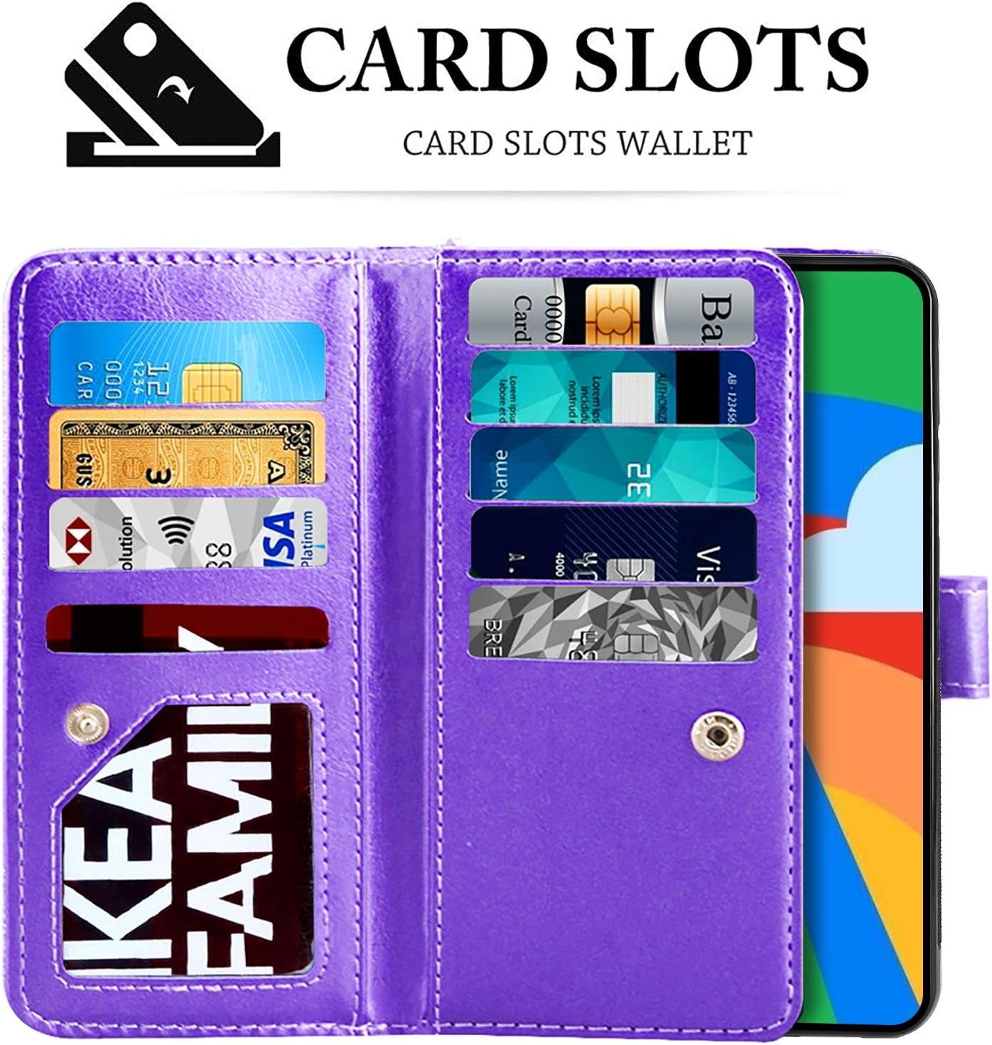 Newseego Compatible Google Pixel 5 Leather Case 6Inch,Glitter Faux PU Leather Magnetic Closure Multi-Credit Card Slot Cash Holder Detachable 2 in 1 Wallet Cover with Wrist Strap-Purple  Newseego   