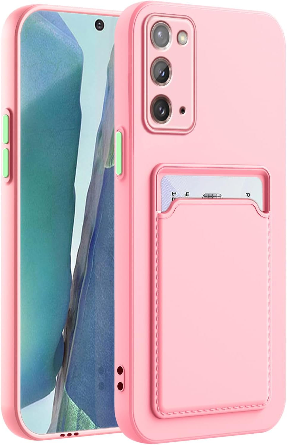 For Note 20 Case,Galaxy Note 20 Case with Minimalist Credit Card Holder Slot TPU Soft TPU Silicone Scratch-Resistant Slim Card Slot Wallet Case Protective Cover for Samsung Galaxy Note 20-Purple  TSAYGFK Pink  