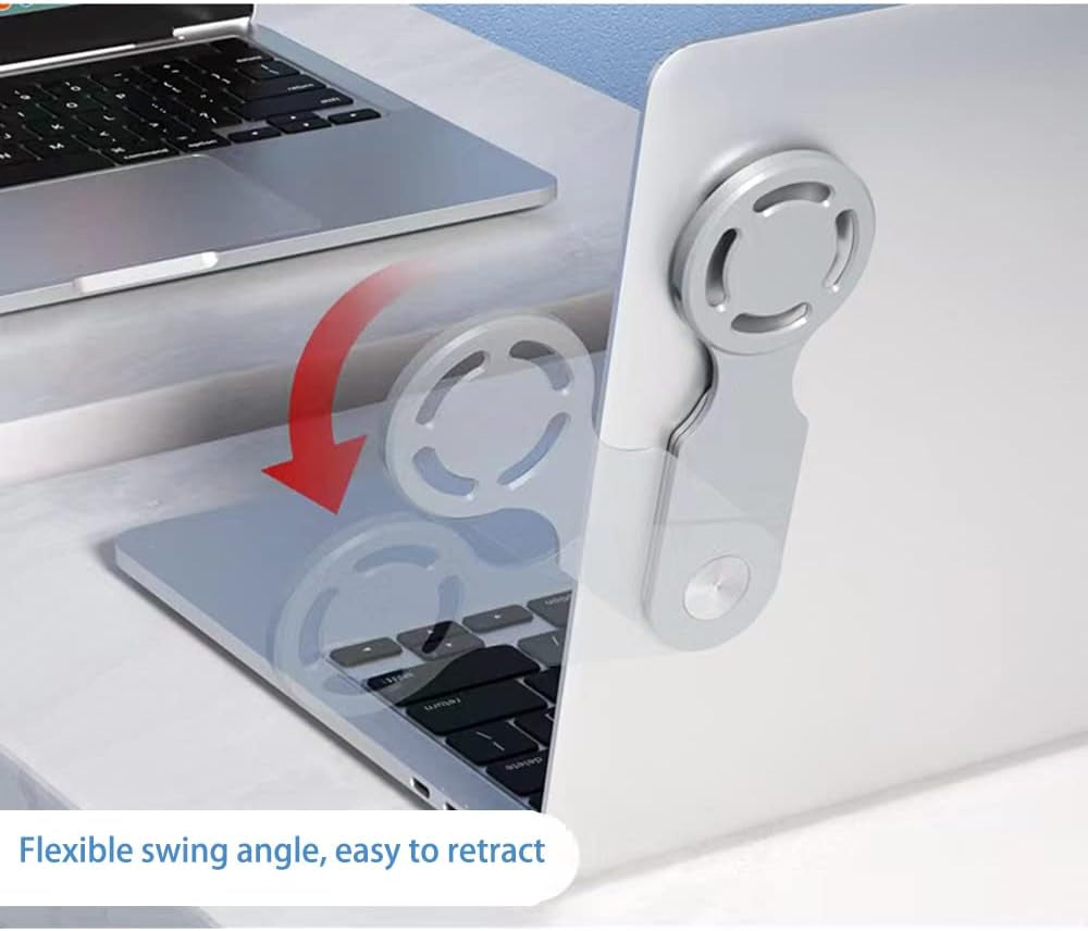 2PCS Adjustable Laptop Phone Holder, Laptop Side Mount Clip, Computer Monitor Expansion Bracket, Foldable Magnetic Wireless Charger Holder for Iphone12/13/14 Series Magsafe with 3M Adhesive.Black+Grey  4every   