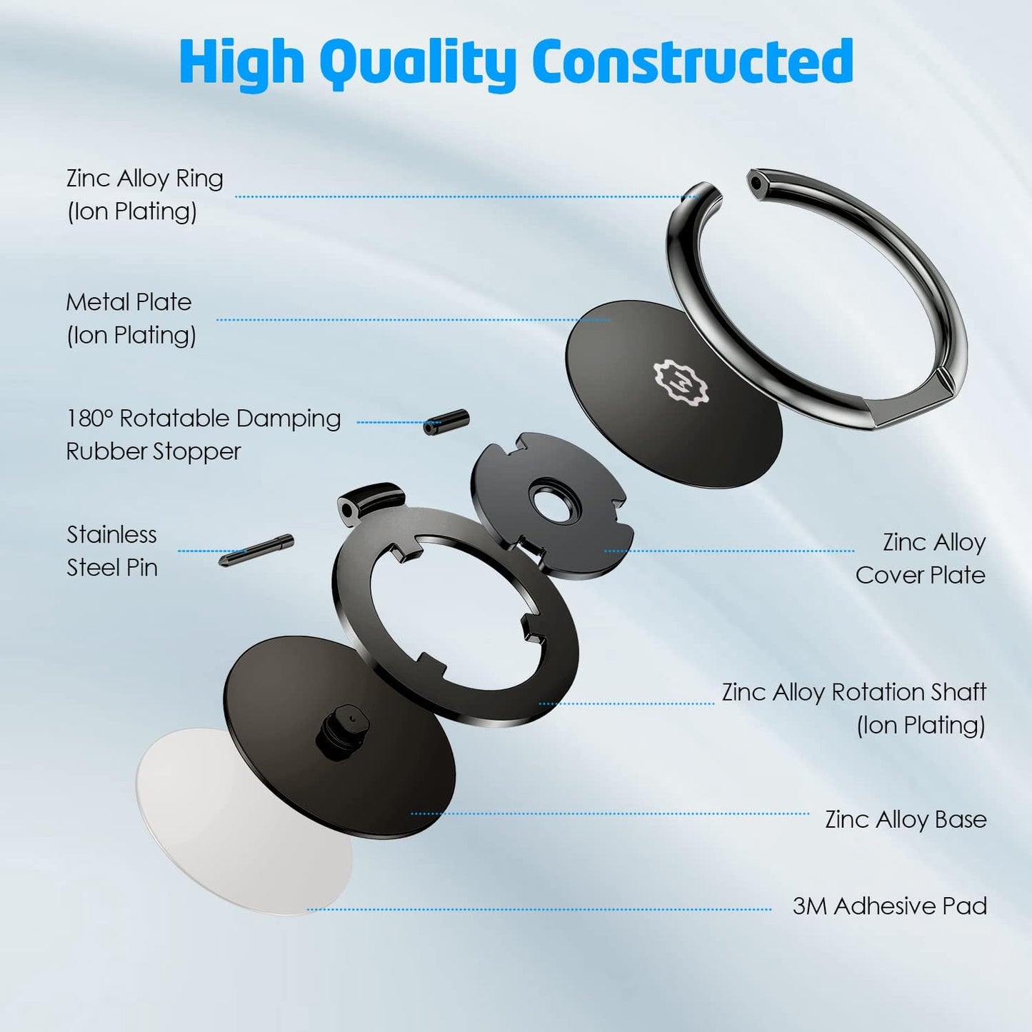 Wixgear (2 Pack) Phone Ring Holder, Universal Magnetic Cell Phone Finger Holder with Kickstand Phone Holder for Hand, Phone Ring Grip Works with Magnetic Car Mounts Compatible with All Phones (Black)  WixGear   