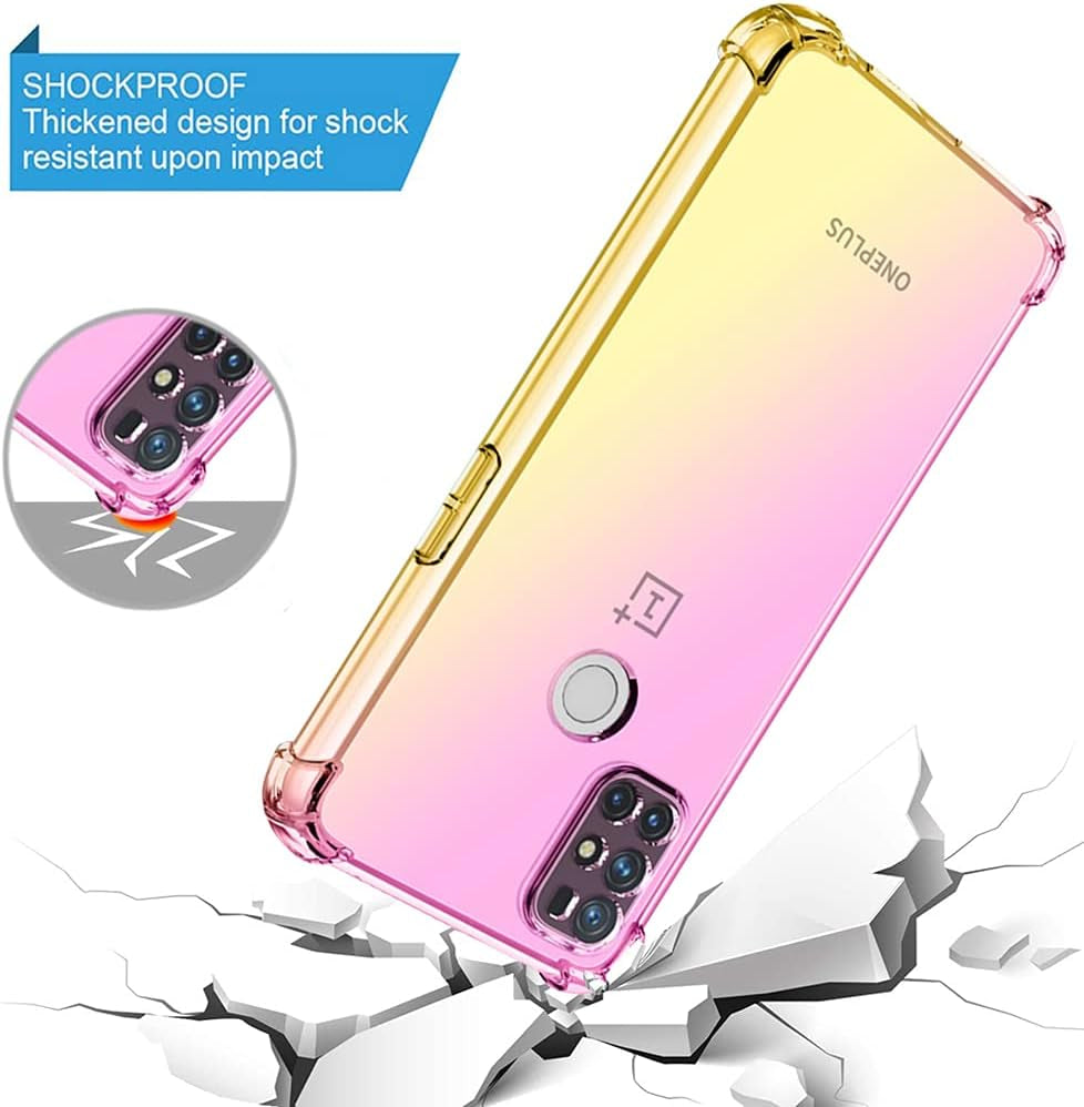 Ueokeird for Oneplus Nord N10 5G [Not Fit for Oneplus Nord N100] Clear Cute Gradient Phone Case Slim anti Scratch Flexible TPU Cover Shockproof Protective Case for Oneplus Nord N10 5G (Pink/Gold)  Ueokeird   