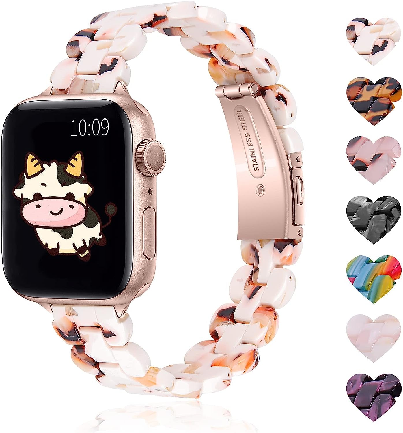 BEIZIYE Resin Bands Compatible with Apple Watch Ultra Band 49Mm 45Mm 44Mm 42Mm 41Mm 40Mm 38Mm Women, Thin Light Slim Resin Strap Bracelet Wristband Is for Iwatch Ultra Series 8 7 6 5 4 3 2 1 SE  BEIZIYE A04 Nougat White 38mm/40mm/41mm 
