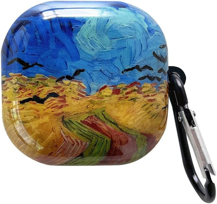 HENJI Case for Samsung Galaxy Buds 2 Case (2021) / Galaxy Buds Pro Case (2021) / Galaxy Buds Live Case (2020), Full Protective Pearl Shell Cover with Keychain for Women Girl (Purple)  HENJI Paddy  