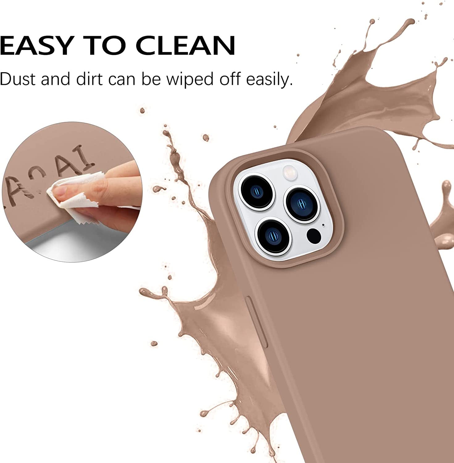 GUAGUA Compatible with Iphone 14 Pro Max Case 6.7 Inch Liquid Silicone Soft Gel Rubber Slim Microfiber Lining Cushion Texture Cover Shockproof Protective Case for Iphone 14 Pro Max, Brown  GUAGUA   