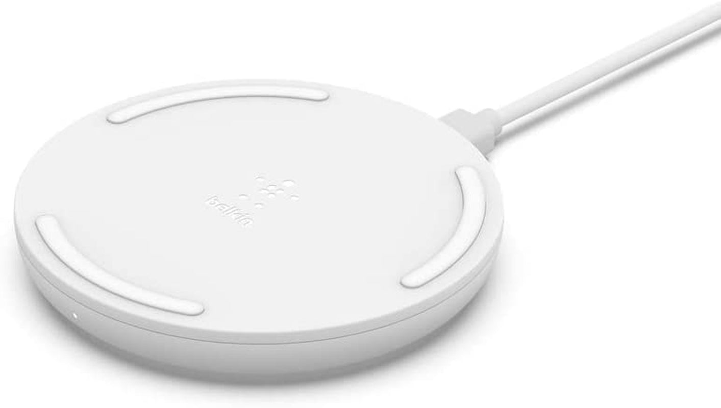 Belkin Quick Charge Wireless Charging Pad - 15W Qi-Certified Charger Pad for Iphone, Samsung Galaxy, Apple Airpods Pro & More - Charge While Listening to Music, Streaming Videos, & Video Calls - Black  Belkin white 10W Pad Charger