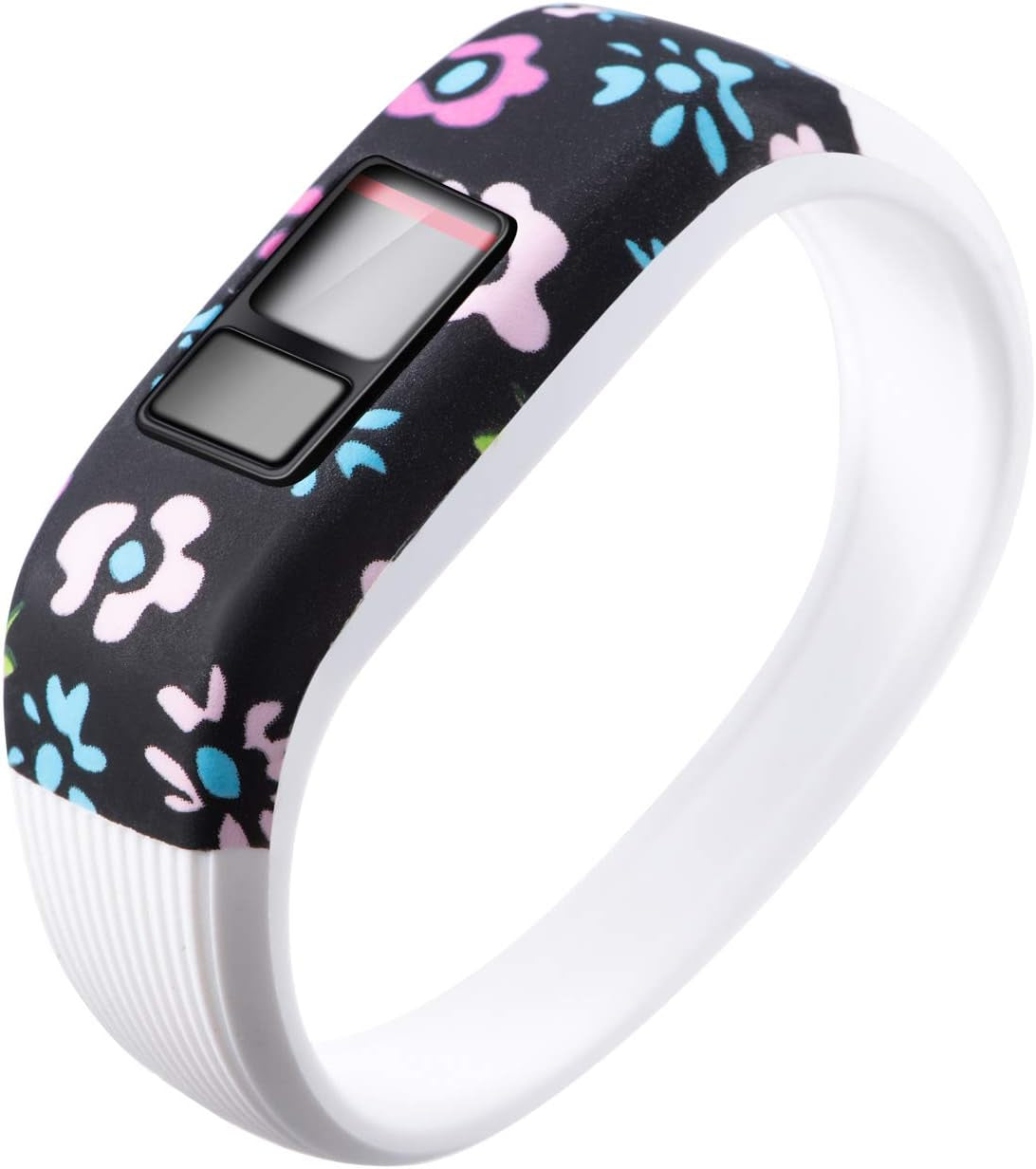 Ruentech Replacement Bands for Garmin Vivofit Jr.2, Colorful Adjustable Wristbands with Secure Watch-Style Clasp Strap Compatible with Garmin Vivofit Jr 2 and Vivofit Jr (For Kids) (Flag)  RuenTech Flower 5.7inch  