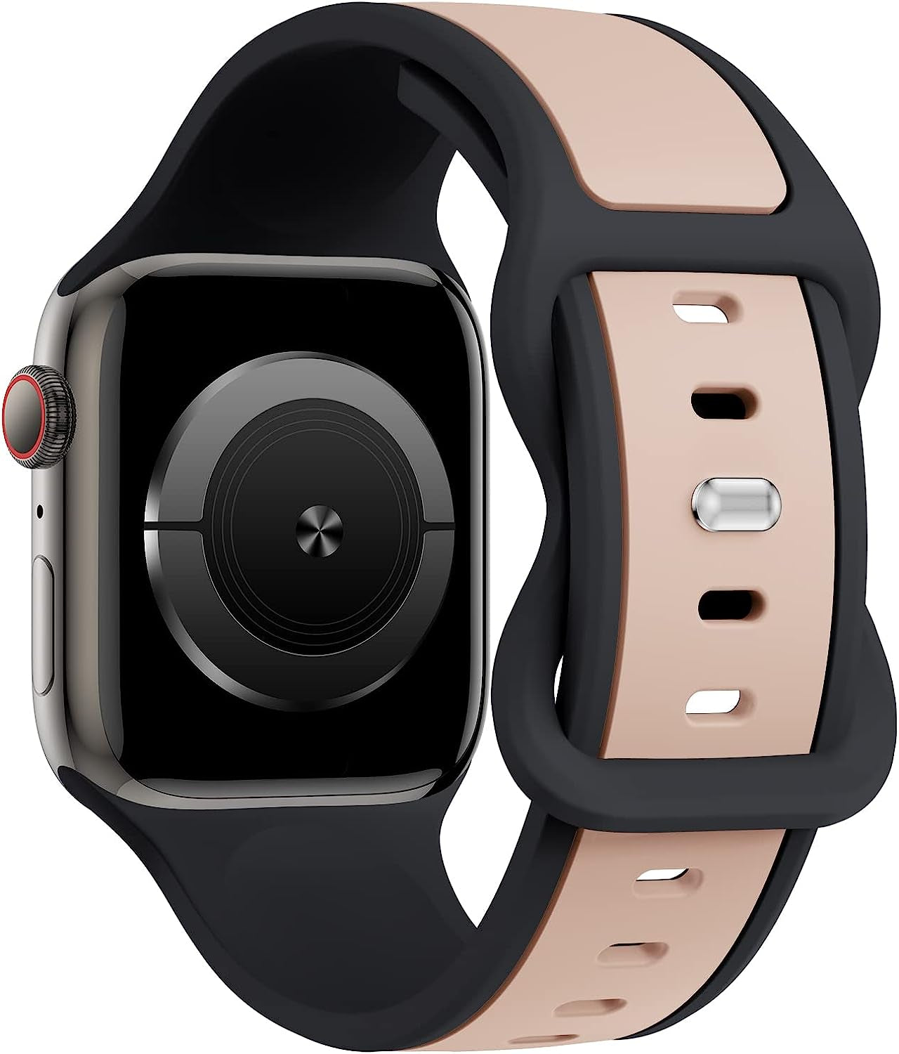 Acrbiutu Two-Toned Dual Color Bands Compatible with Apple Watch 38Mm 40Mm 41Mm 42Mm 44Mm 45Mm 49Mm, Replacement Soft Silicone Sport Strap for Iwatch Series Ultra 8/7/6/5/4/3/2/1 SE Women Men  Acrbiutu Black/Milk Tea 38mm/40mm/41mm 