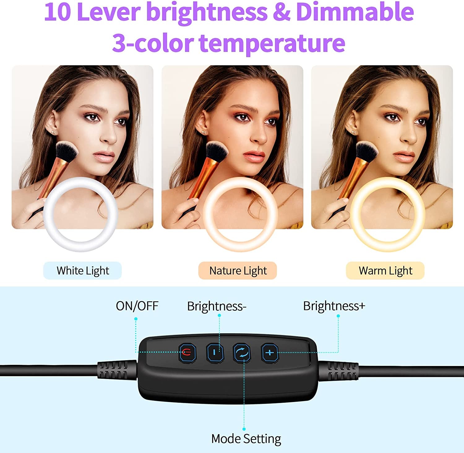 Selfie Ring Light with Tripod Stand Bundle with 50'' Cell Phone Tripod, Tripod for Iphone with Ringlight for Live Streaming, Video Recording, Makeup, Lighting Kit Gifts for Youtube and TIK Tok  Eicaus   