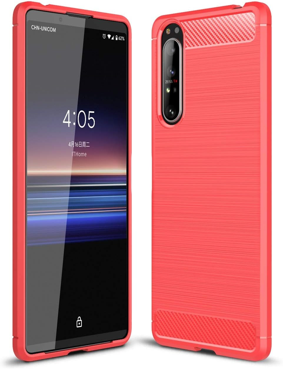 Cruzerlite Case for Sony Xperia 1 II, Carbon Fiber Texture Design Cover, Anti-Scratch, Shock, Absorption Case for Sony Xperia 1 II (Carbon Black)  Swiss Case Limited Red  
