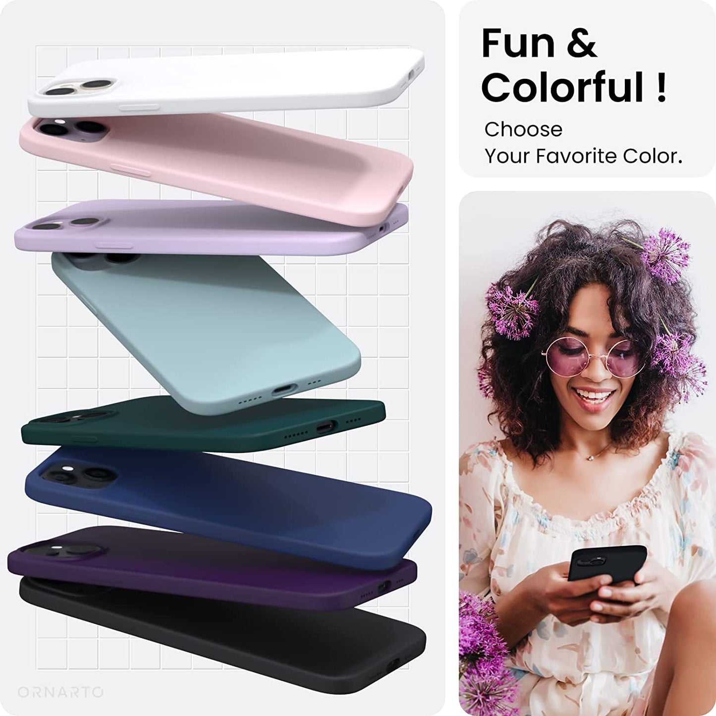 ORNARTO Compatible with Iphone 14 Case 6.1, Slim Liquid Silicone 3 Layers Full Phone Covered Soft Gel Rubber Case Protective Phone Cover 6.1 Inch-Black  ORNARTO   