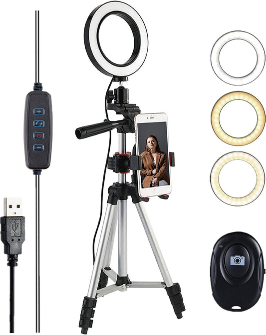 NOWXIIU Ring Light with Tripod Stand 7.9" for Youtube Video and Selfie/Makeup, Mini Desk LED Camera Flash Light with Cell Phone Holder Desktop Lamp 3 Light Modes & 11 Brightness Level  NOWXIIU   