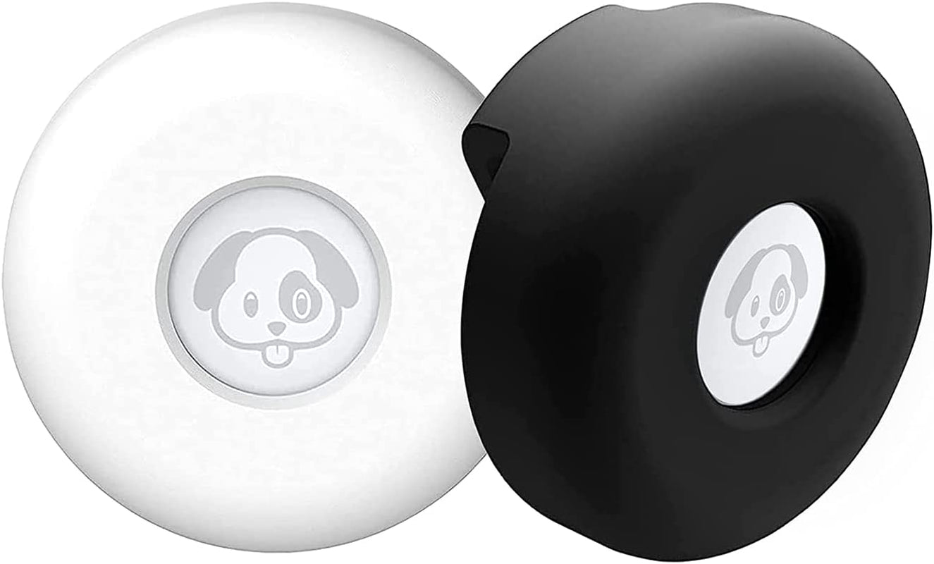 Airtag Dog Collar Holder (2-Pack) Easy to Clean Silicone, Anti-Lost GPS Air Tag Case, Compatible with Dog Cat Collars as Well as Backpacks and Purses, Shock Proof, Silicone Protective Cas (Black/Blue)  ADC Products White/Black  