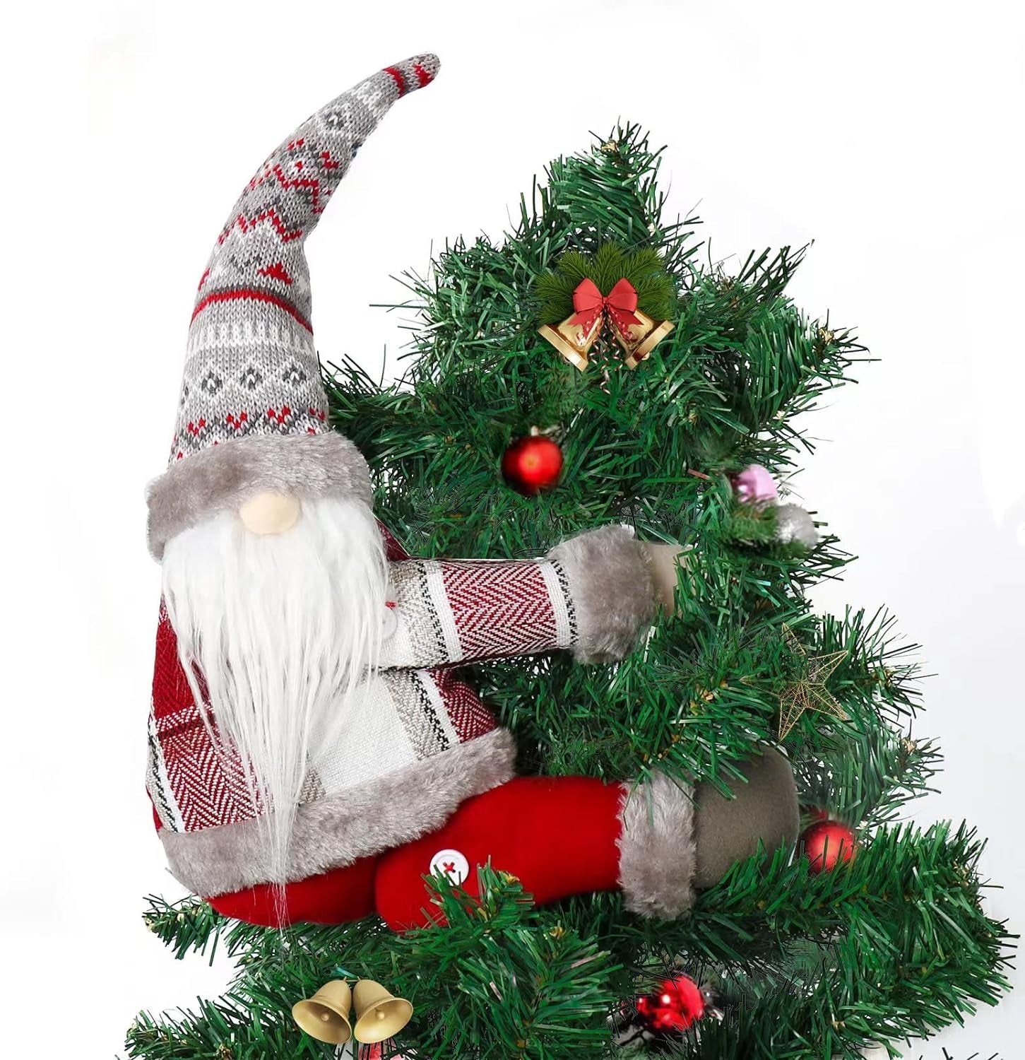 Gnome Tree Topper, Gnome Christmas Tree Topper, Gnome Christmas Decorations, Christmas Gnome Tree Topper Can Be Used as a Christmas Tree Gnome Decorations.(Grey)  SENKENA   