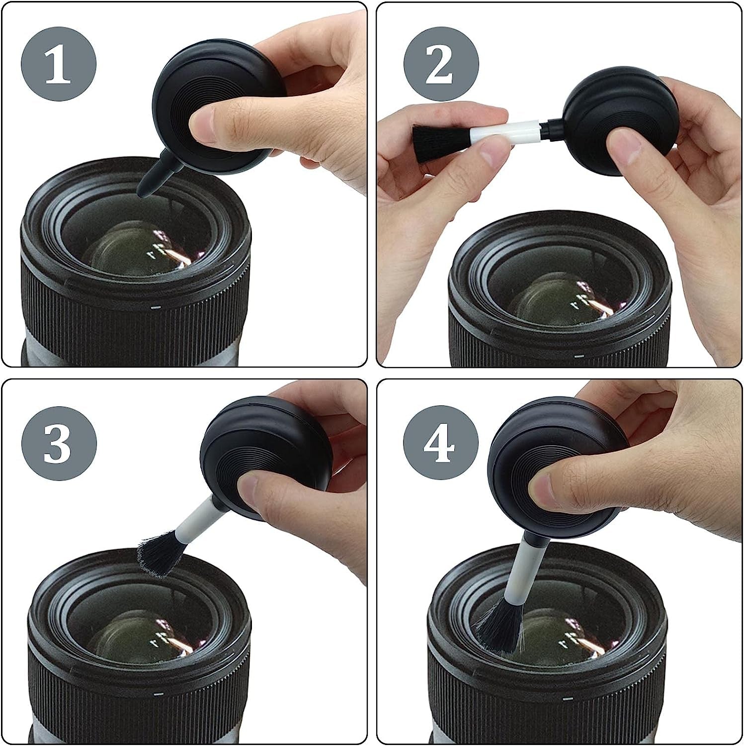 Lens Cleaning Kit Contains 2 Pcs Rubber Rocket Air Blower Duster, Lens Cleaning Pen, Blower Brush Dust Cleaner and Carrying Pouch, for Lens, Camera, SLR, Telescope, Magnifying Glass, Phone  LJZP   