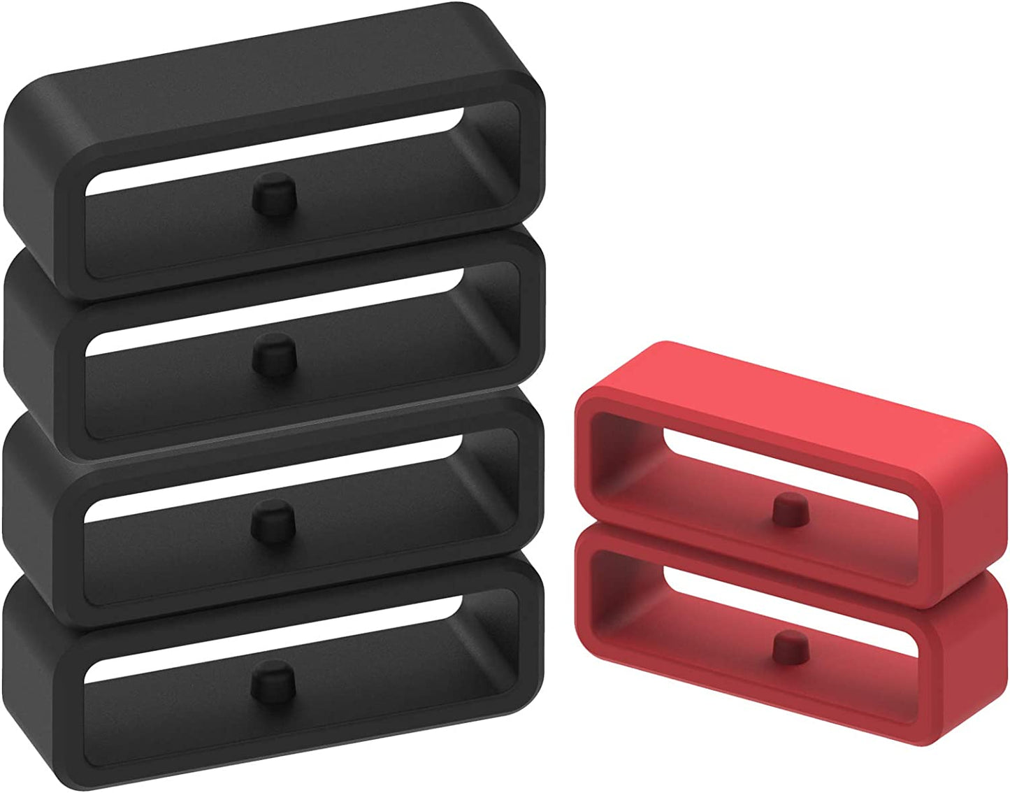 Replacement Fastener Rings Compatible for Garmin Forerunner 220 235 230 35 745 620 630 735XT Bands Connector Keepers Secure Holders Loop for Approach S20 S60 S10 S5 S6/Vivoavtive 4/Instinct Smartwatch (6-Black)  E ECSEM 6-Black&Red  