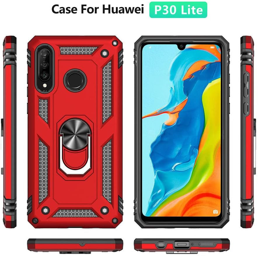 YOGISU for Huawei P30 Lite Shockproof Case for Huawei P40 Lite E Pro P30 Pro P20 Lite P Smart Z 5G Ring Holder Armor Phone Cover,Black,For P30  YOGISU   
