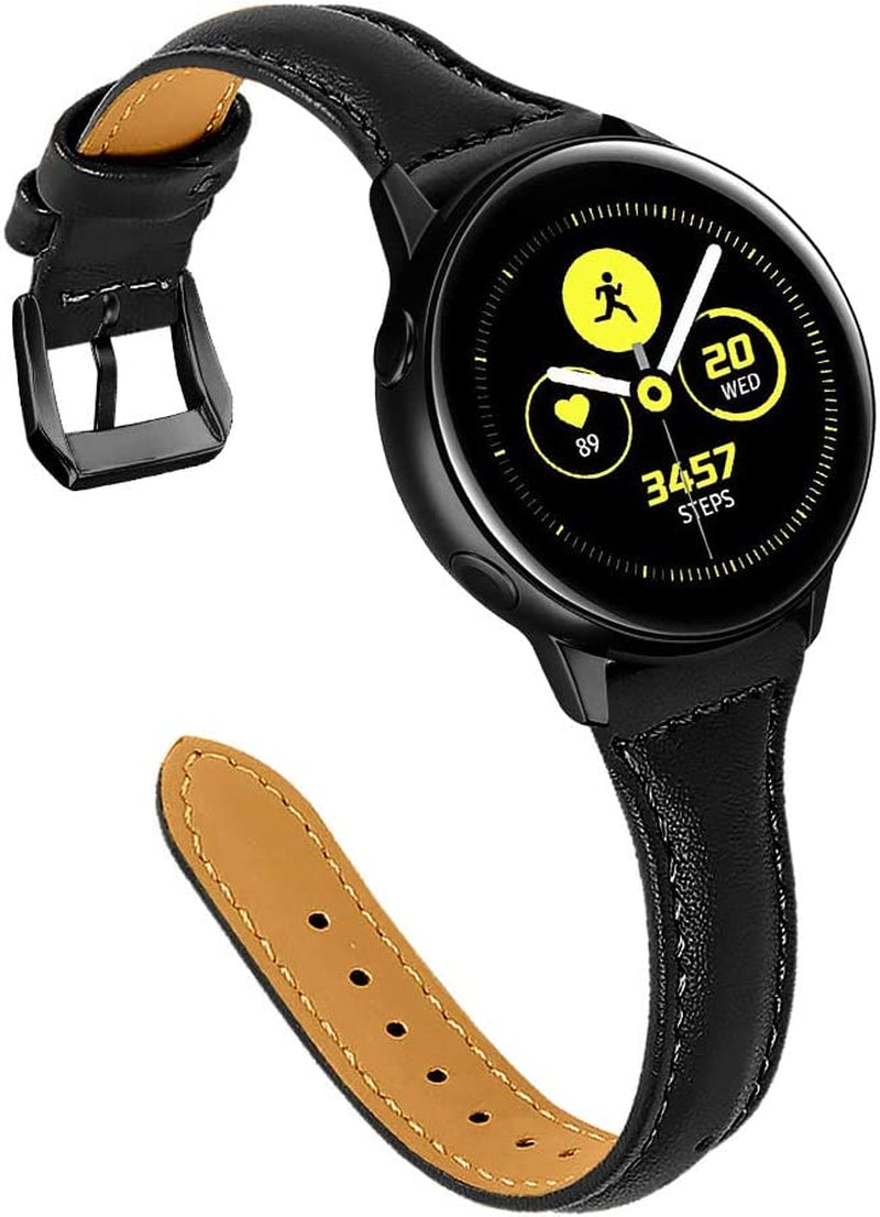 JOYOZY Leather Band Compatible with Samsung Galaxy Watch 5/4 40Mm 44Mm,Active(40Mm)/2(40Mm)(44Mm),Stylish Slim Wristband Strap for Galaxy Watch 42Mm/Samsung Galaxy Watch 4 Classic/Watch 5 Pro 45Mm  Joyozy Black/Black  