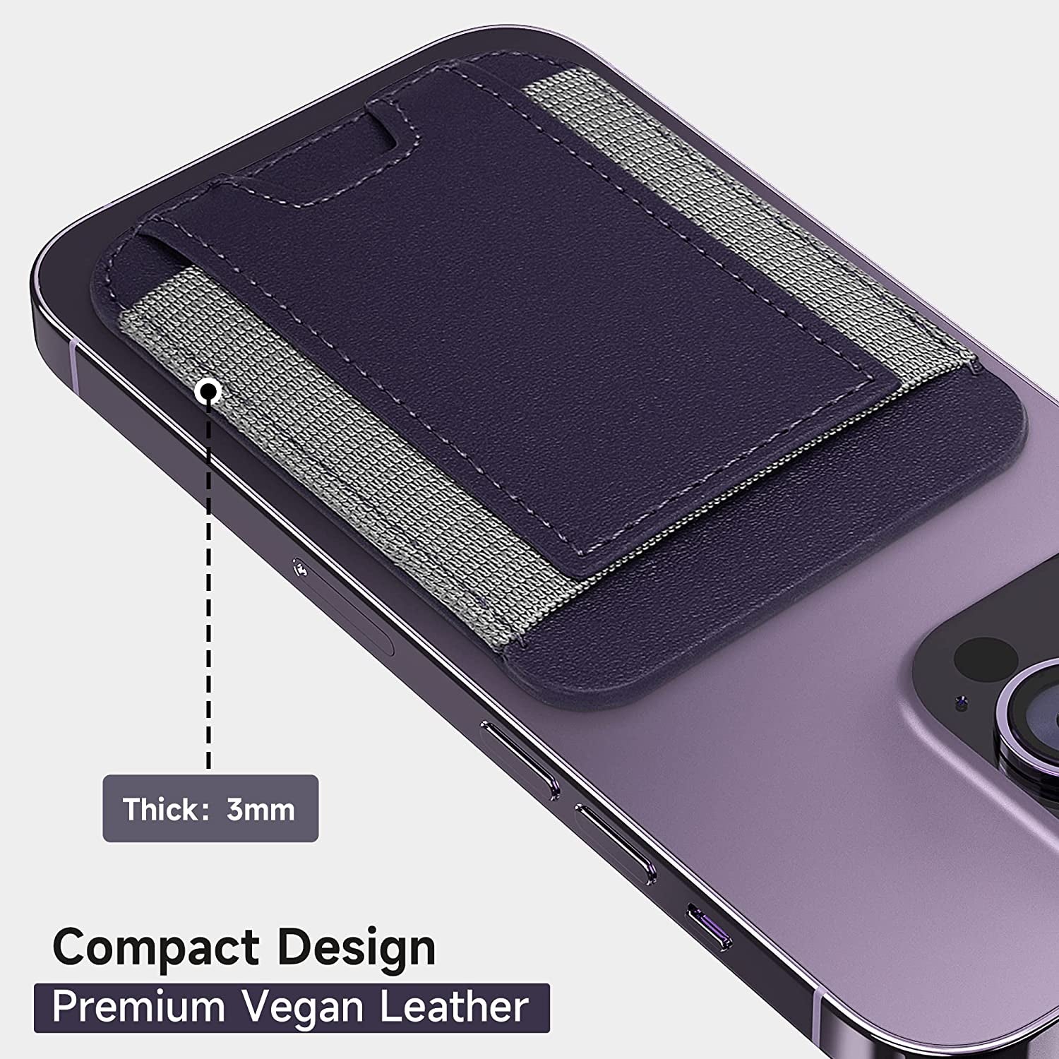 GANSBOL Magnetic Phone Wallet with Magsafe, Magnetic Magsafe Leather Wallet for Iphone 12/13/14 Series, Card Wallet Holder for Apple Magsafe, Fit 10 Cards, Deep Purple  GANSBOL   
