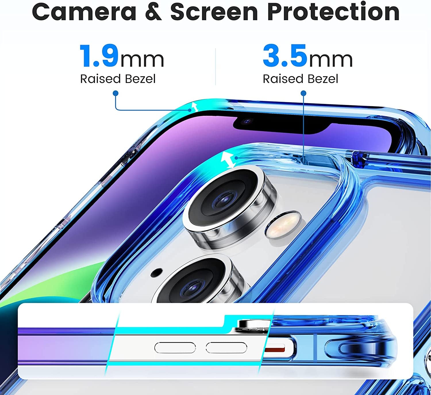 Mkeke Magnetic Designed for Iphone 14 Case for Iphone 13 Case Clear with Magsafe [Military Grade Drop Protection] [Not Yellowing] Shockproof Phone Case for Apple Iphone 13/14 - Purple Blue  Shenzhen Make Technology Company Limited   