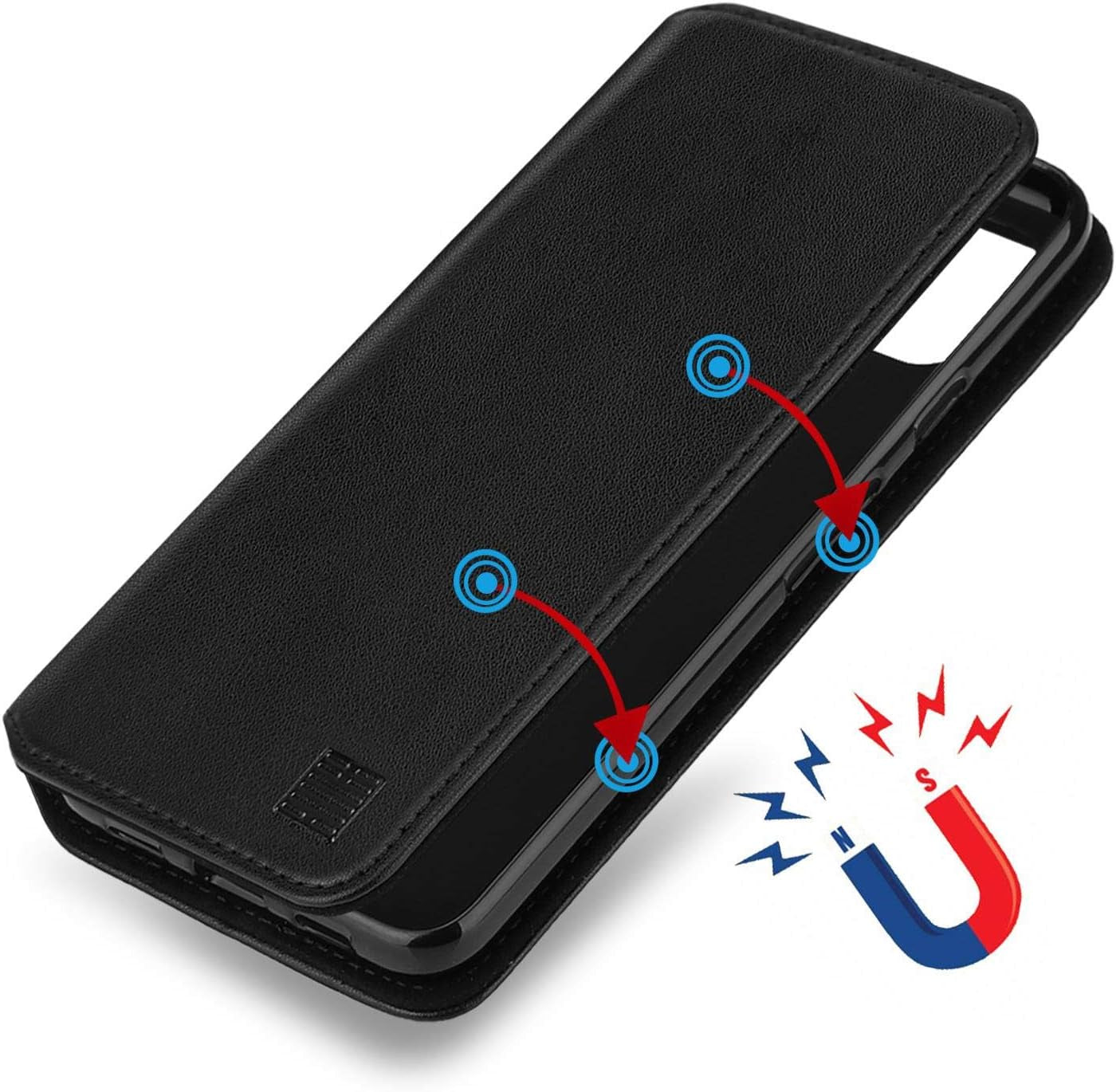 32Nd Classic Series 2.0 - Real Leather Book Wallet Case Cover for Google Pixel 4A 5G, Real Leather Design with Card Slot, Magnetic Closure and Built in Stand - Black  32nd   