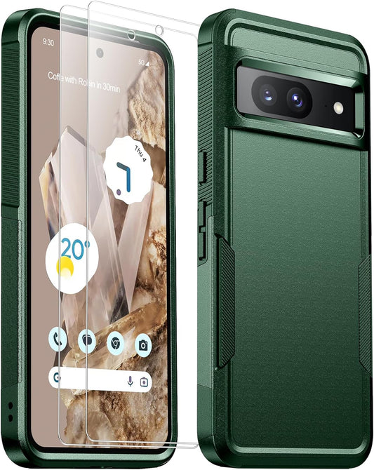 Justcool for Google Pixel 8 Case, with [2 Pcs Screen Protectors] [10FT Drop Protection] Dual Layer Full Body Heavy Duty Protective Case for Google Pixel 8 6.2 Inch,Dark Green  Justcool   