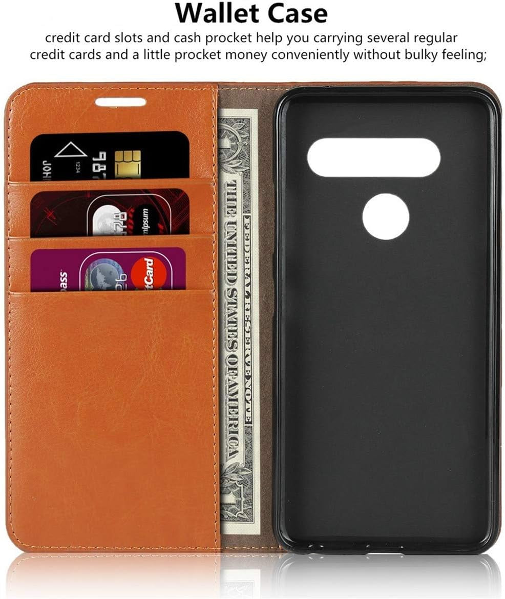 Icovercase for LG V40 Thinq Wallet Case with Card Slots Holder, Premium Leather Kickstand Feature Flip Folio Case Cover for LG V40 Thinq (Khaki)  iCoverCase   