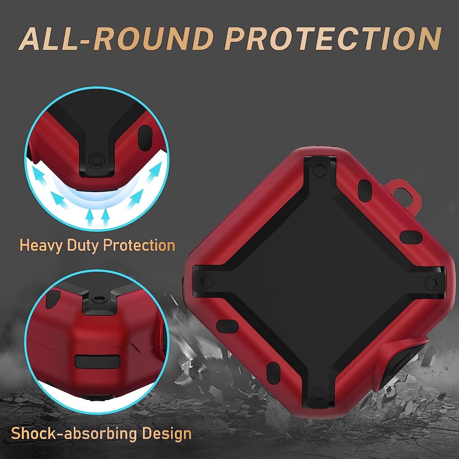 Case for Beats Fit Pro 2021, Secure Lock Cases Compatible with Beats Fit Pro Protective Cover Earbuds Carry Switch Protector with Anti-Lost Carabiner (Red)  AIBEAMER   