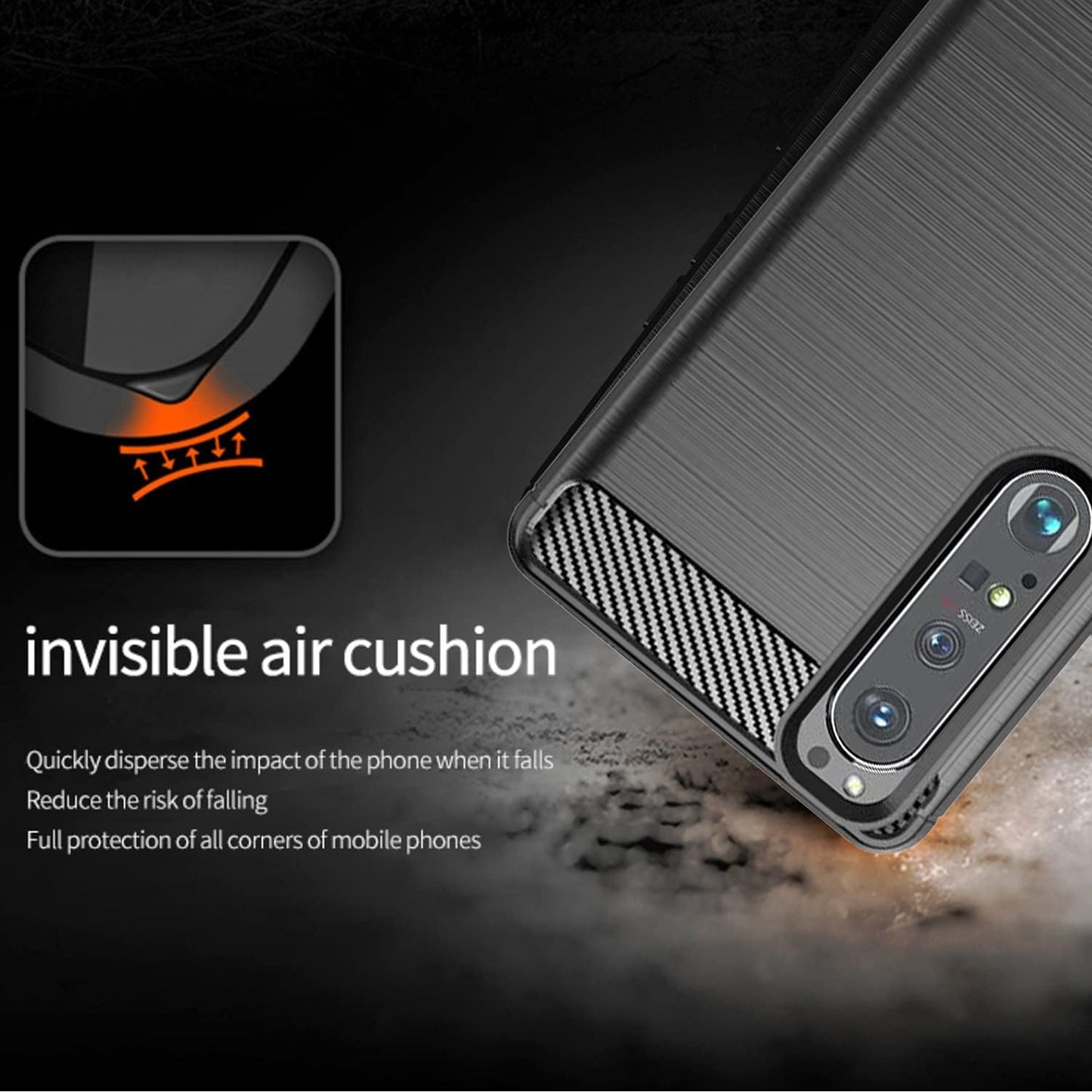 Coveron Slim Cover Designed for Sony Xperia 1 III Phone Case, Lightweight Flexible TPU Carbon Fiber - Black  CoverON   