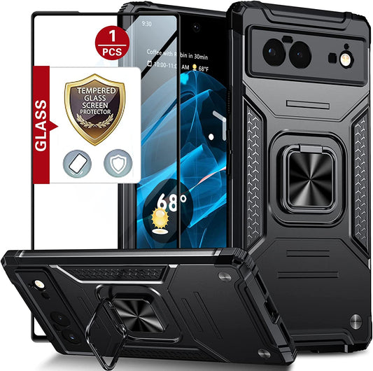 ANTSHARE for Google Pixel 6 Case with Screen Protector, Military Grade Dual Layer Shockproof Heavy Duty Protective Phone Case with Magnetic Kickstand Car Mount Holder for Pixel 6 5G 2021 6.4’’(Black)  ANTSHARE   