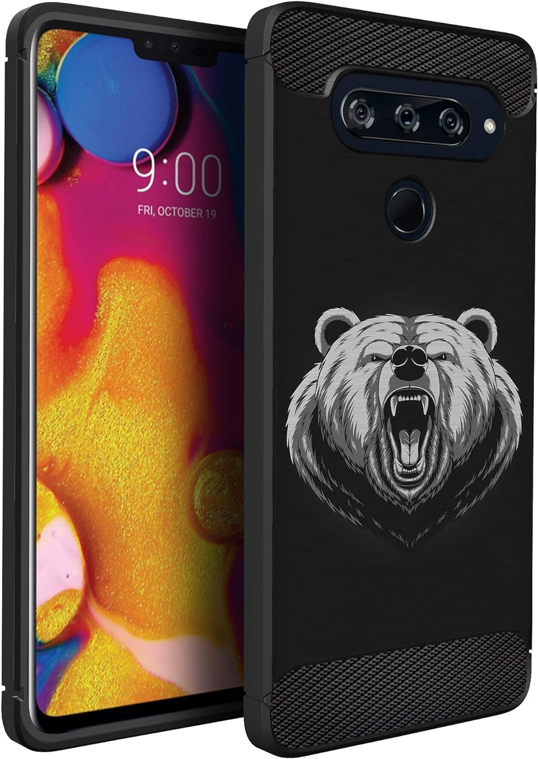 Casesondeck Case Compatible with LG V40 Thinq, Slim Precise Fit TPU Case, Scratch Protection and Unique Design (Shark Attack)  CasesonDeck Grizzly  